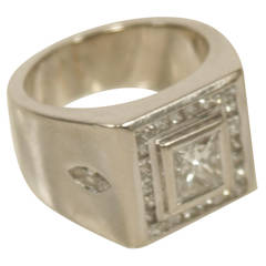 Square Cut and Marquise Diamond Gold Men's Ring
