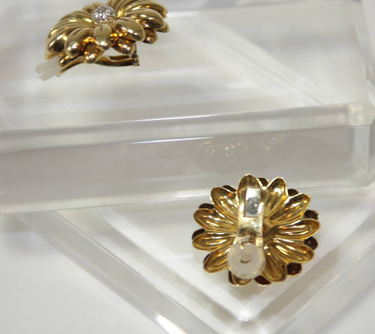 Diamond Gold Sunflower Earrings 2