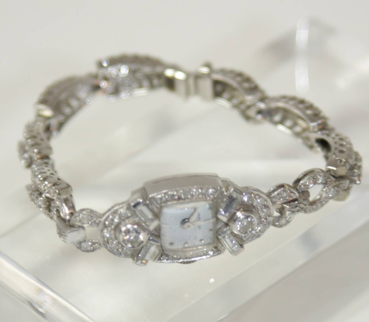Women's Hamilton 1940s Lady's Platinum and Diamond Bracelet Wristwatch