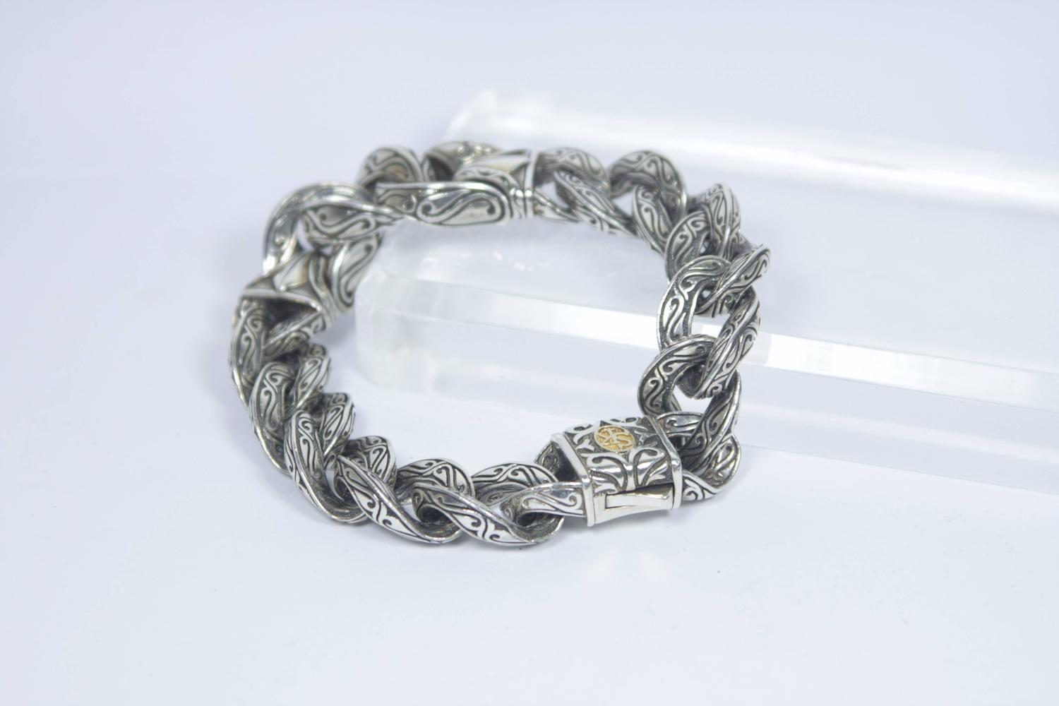 SCOTT KAY 18KT Yellow Gold and Sterling Silver Men's Bracelet For Sale