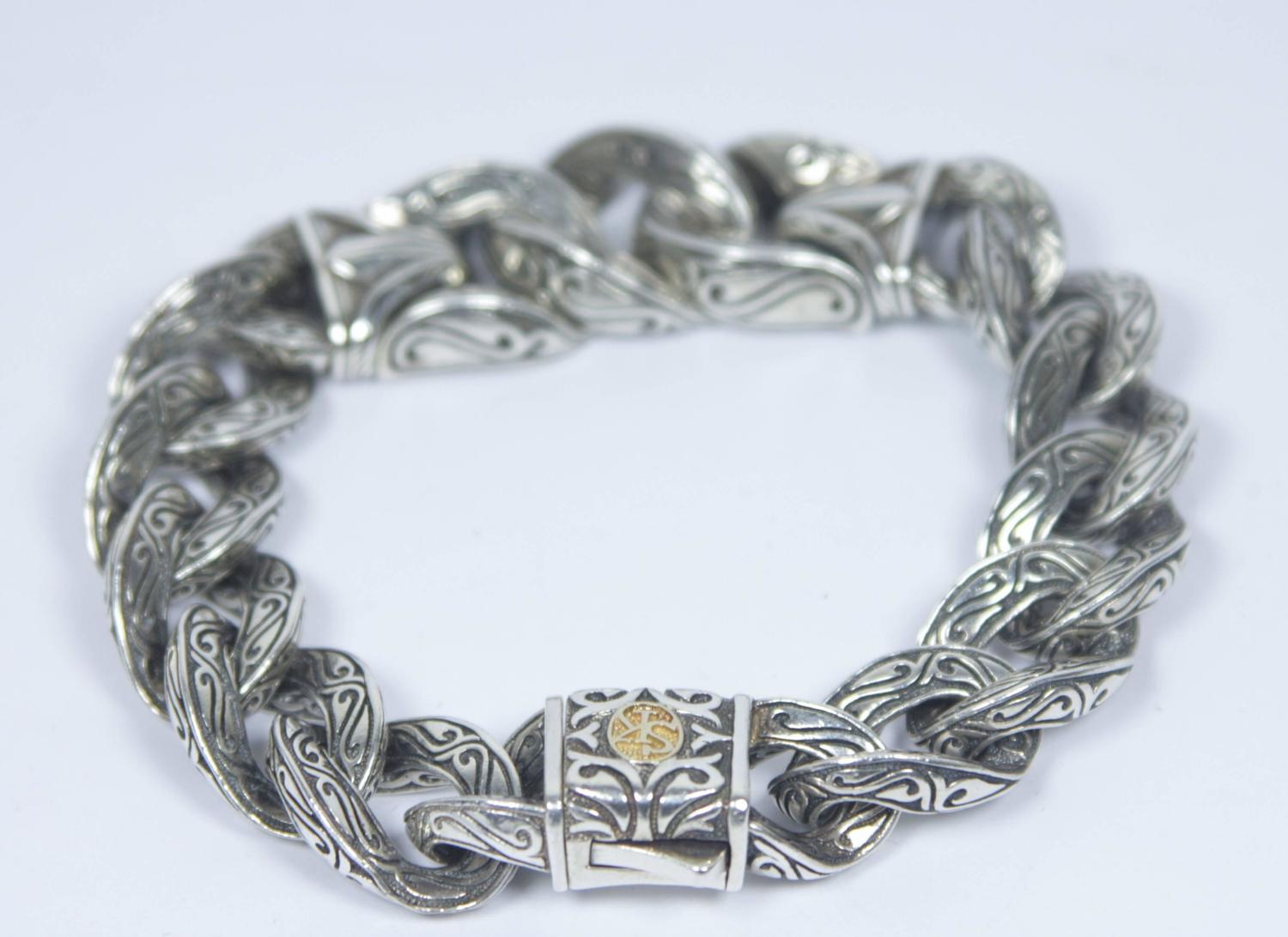 SCOTT KAY 18KT Yellow Gold and Sterling Silver Men's Bracelet For Sale