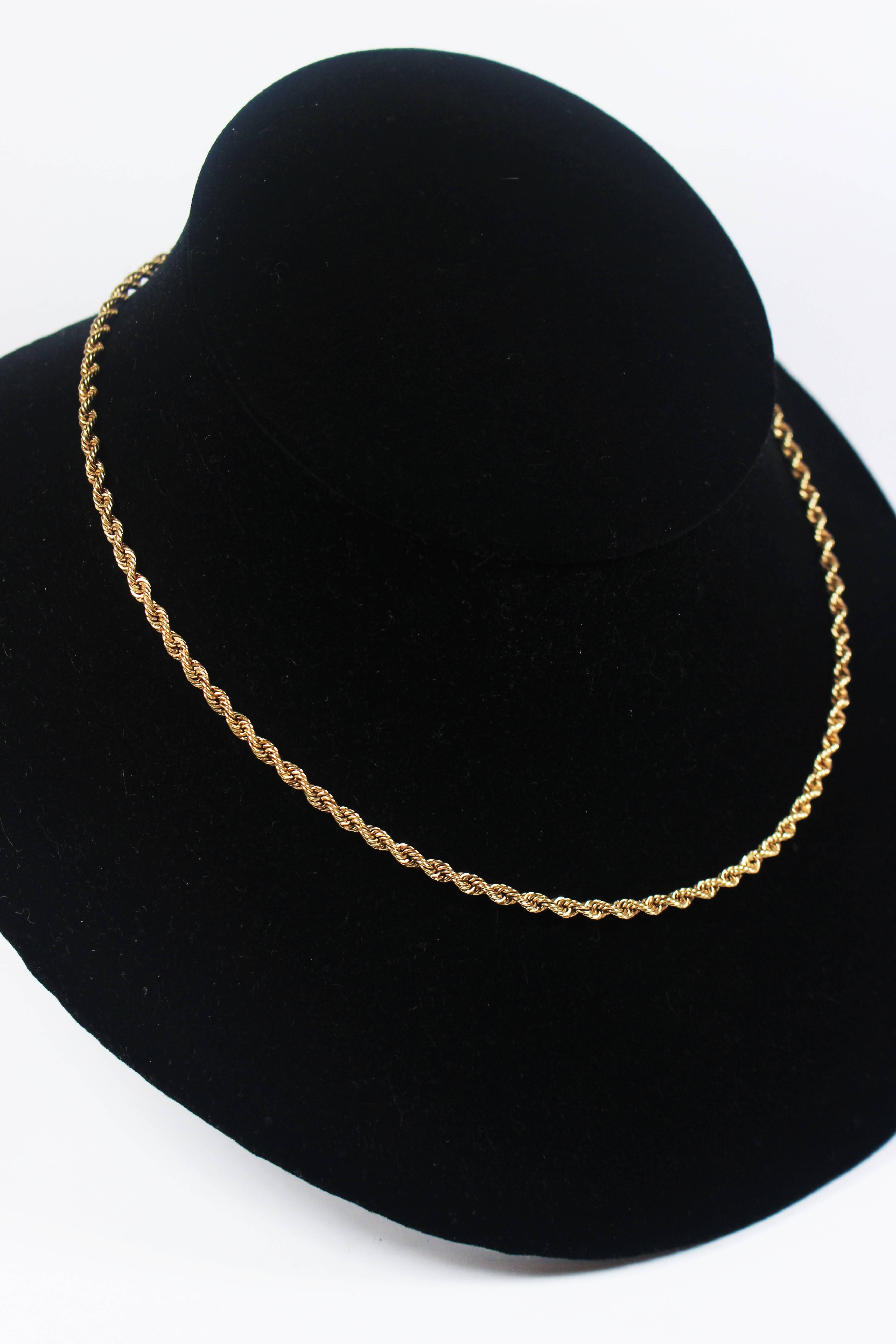 Yellow Gold Chain Rope Necklace  In Excellent Condition In Los Angeles, CA