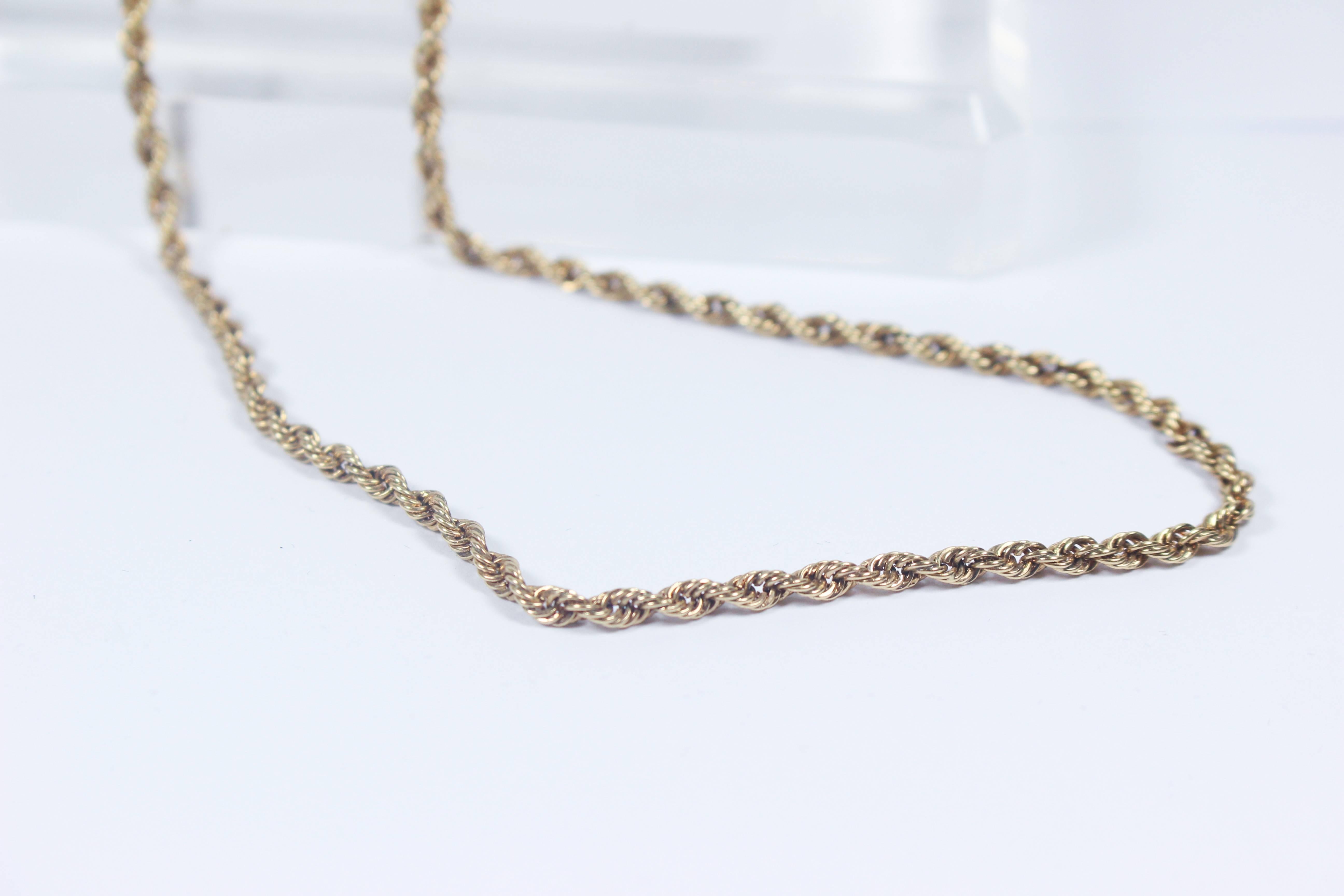 Yellow Gold Chain Rope Necklace  2