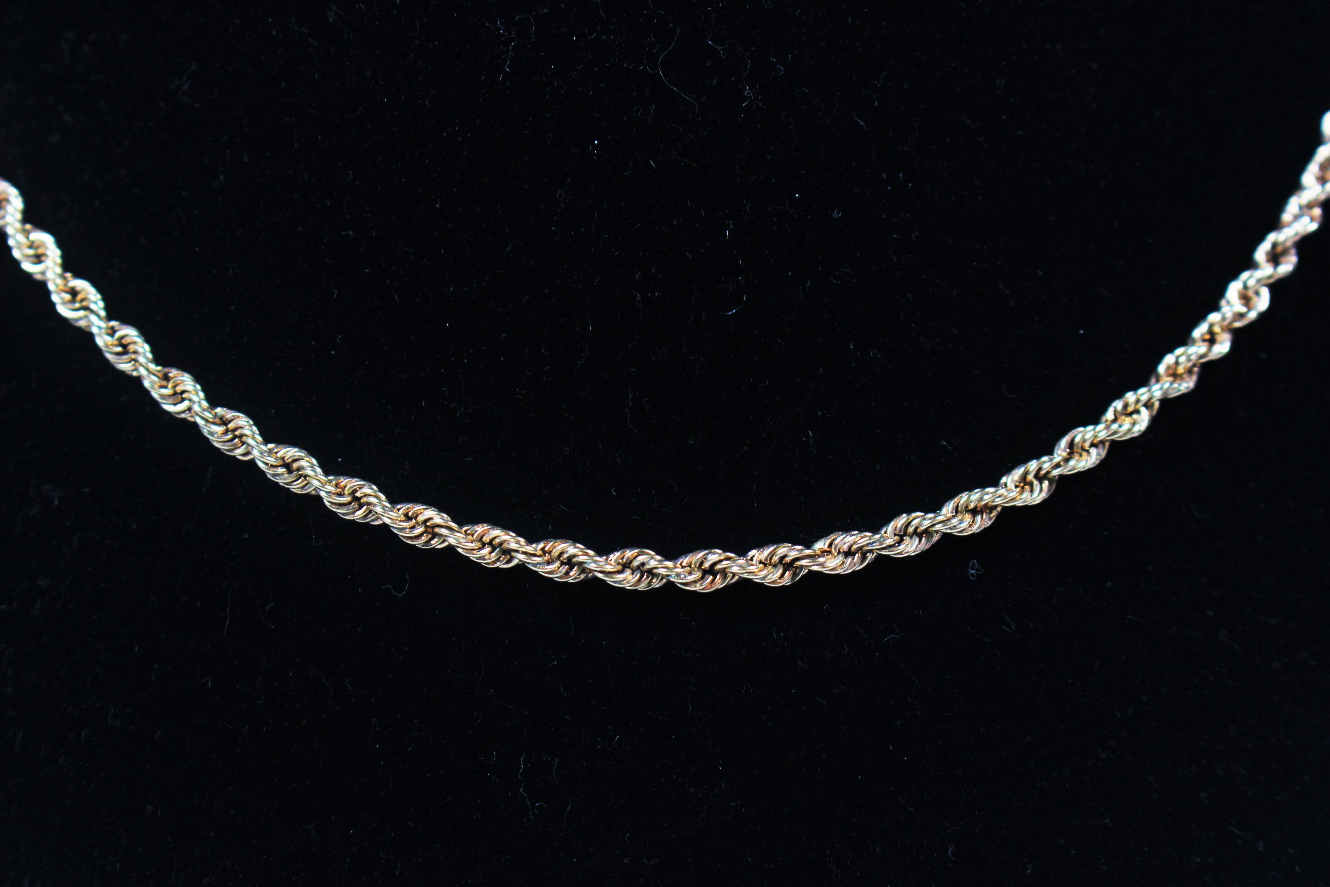 Women's or Men's Yellow Gold Chain Rope Necklace 