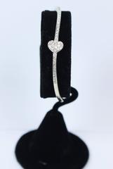 Diamond Pave Gold Heart Bangle Bracelet
