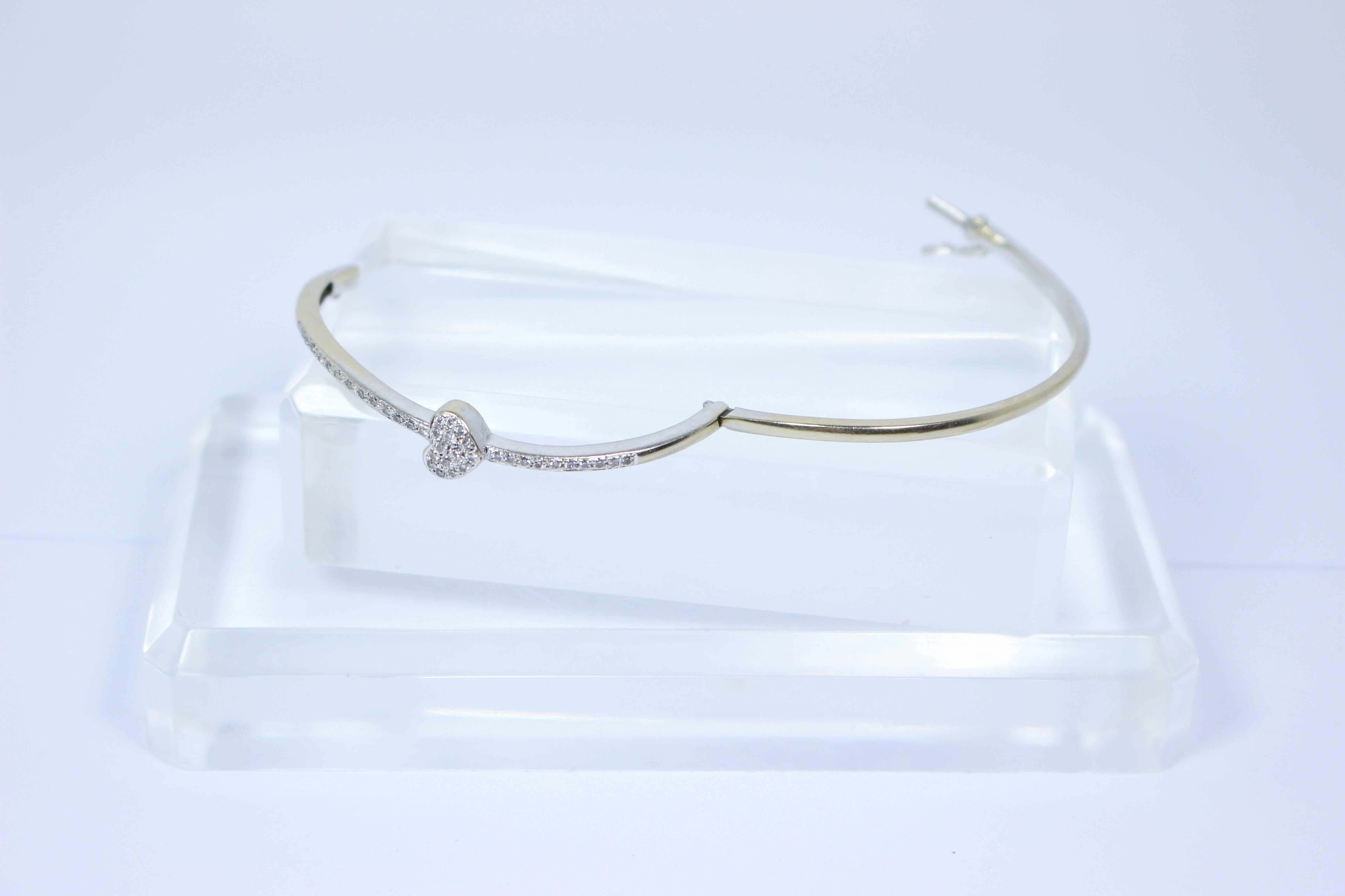 Diamond Pave Gold Heart Bangle Bracelet 5