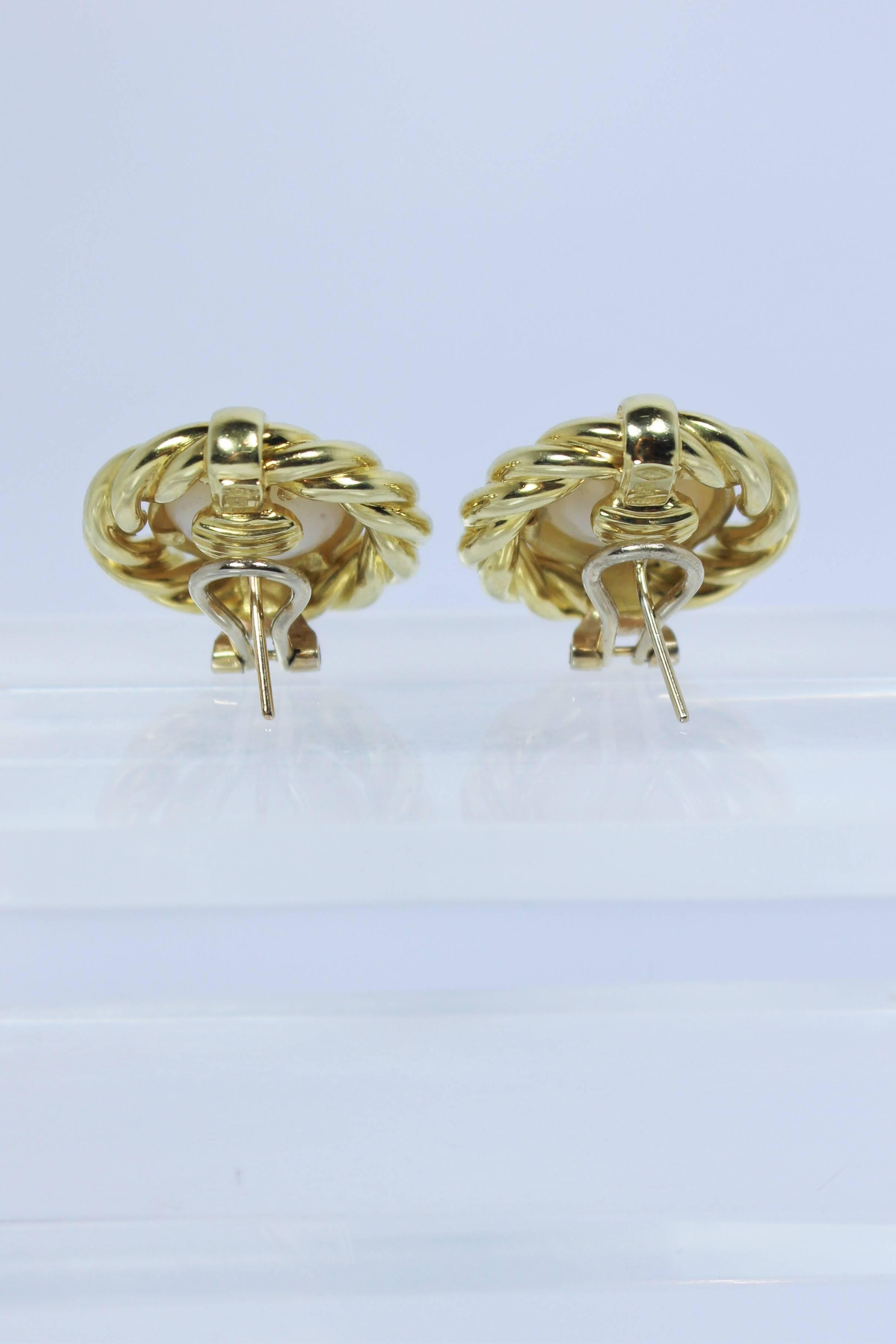 Mabe Pearl Gold Earrings  For Sale 3