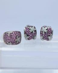 Christina Ferrare Pave Pink Tourmaline and Diamond White Gold Ring & Earring Set