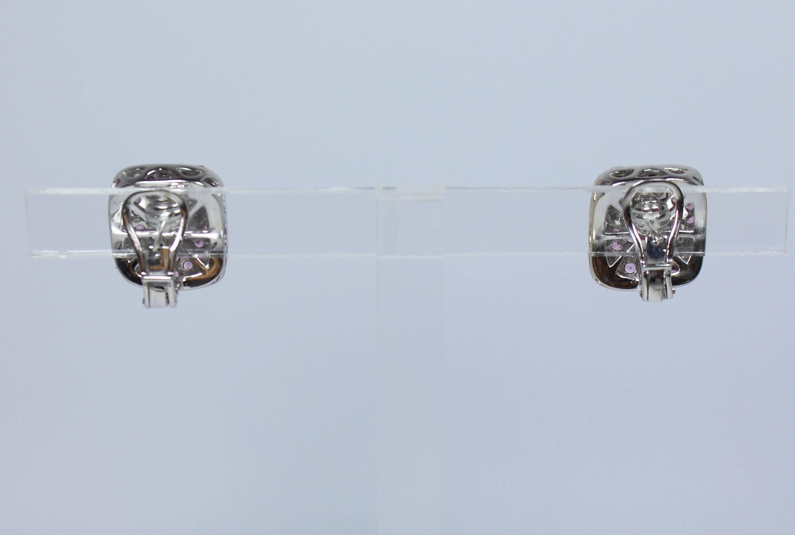 Christina Ferrare Pave Pink Tourmaline and Diamond White Gold Ring & Earring Set For Sale 2