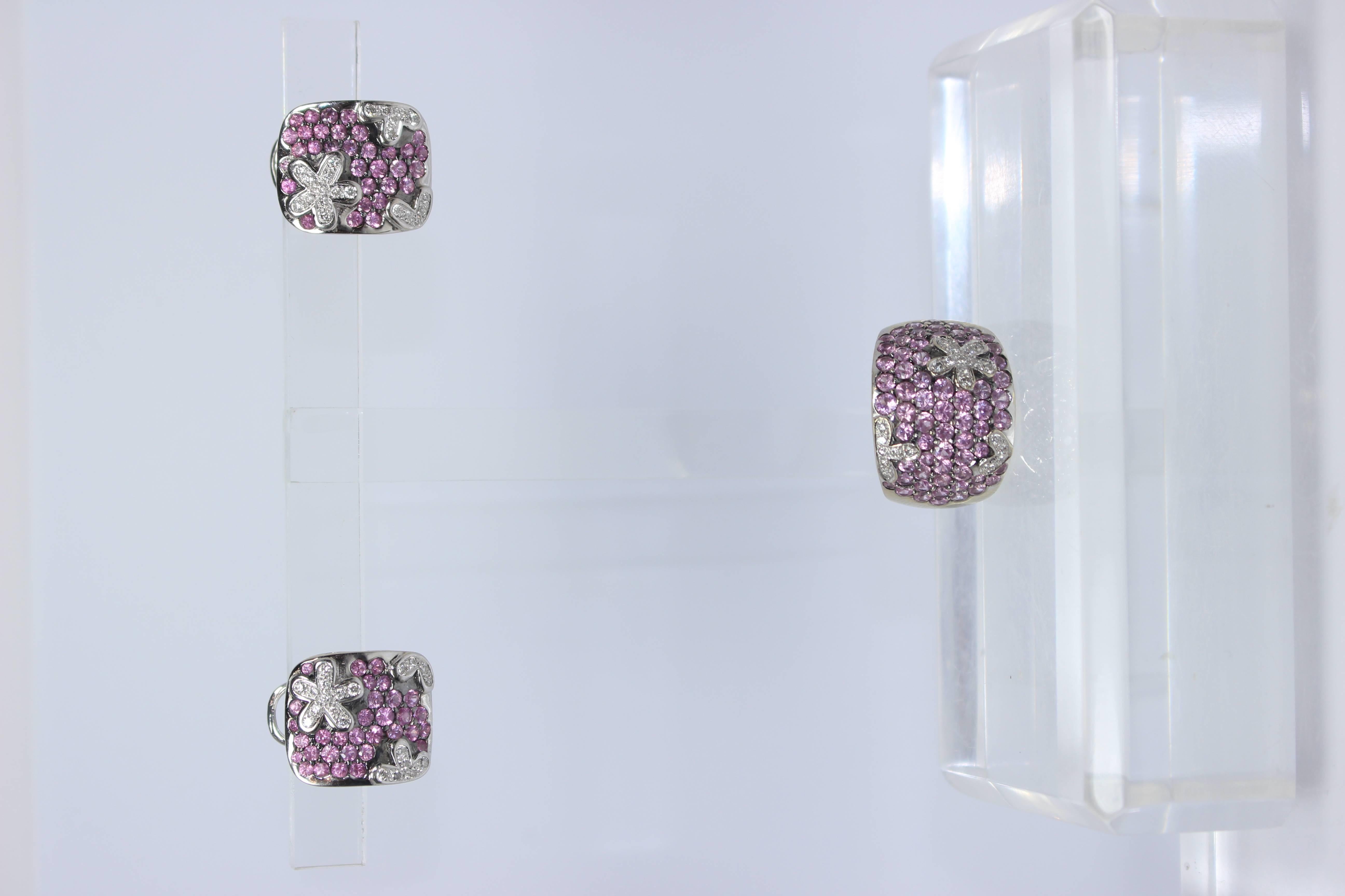 Cristina Ferrare Pave Pink Tourmaline and Diamond Gold Ring and Earring Set 3