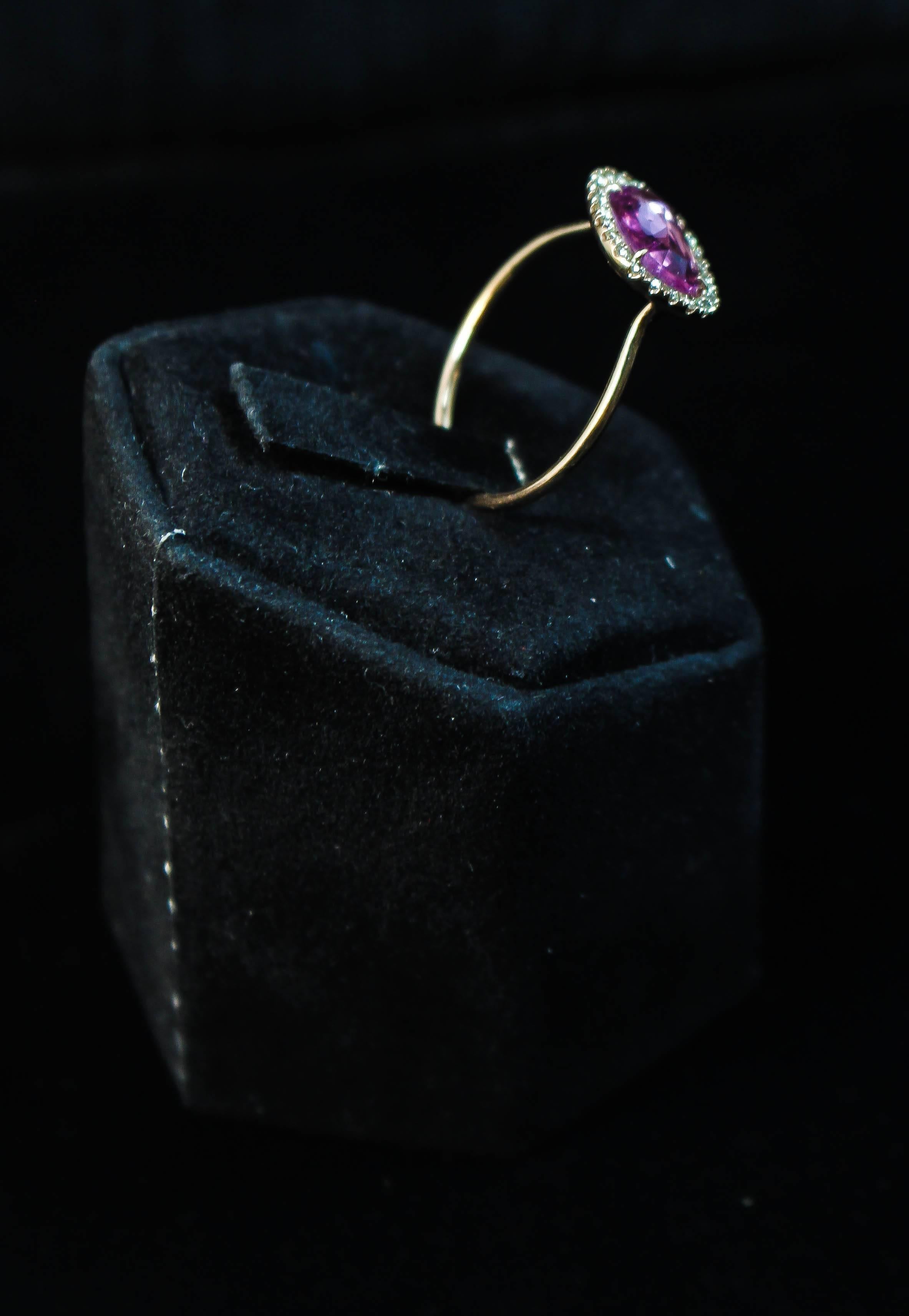 Pink Sapphire Pave Diamond Rose Gold Ring 3