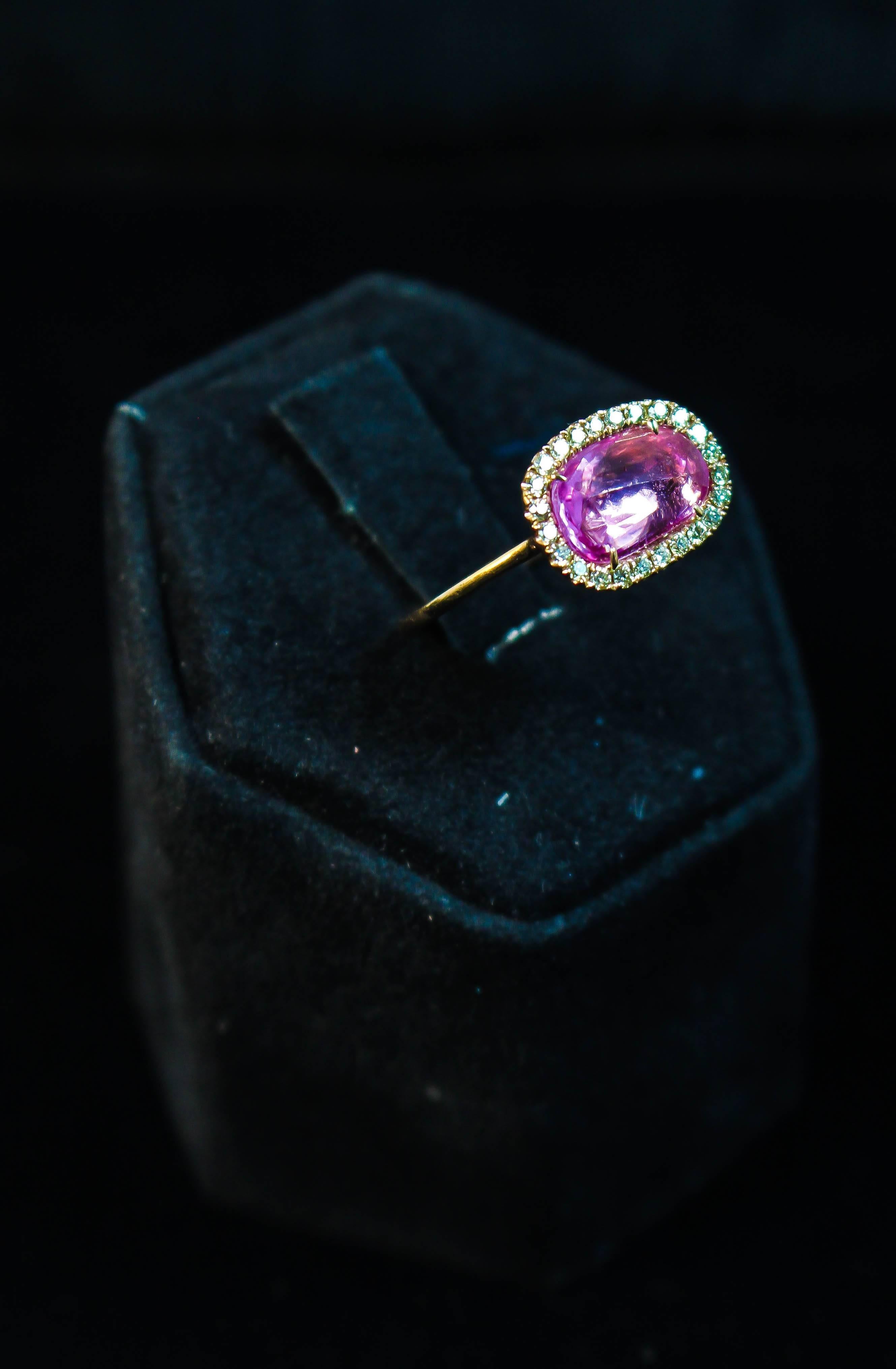 Pink Sapphire Pave Diamond Rose Gold Ring 2
