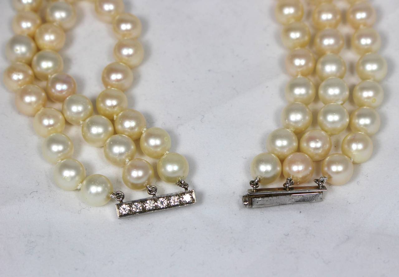 Amethyst Diamond Triple Strand Pearl Necklace 3