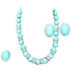 Turquoise Diamond Necklace Set 9