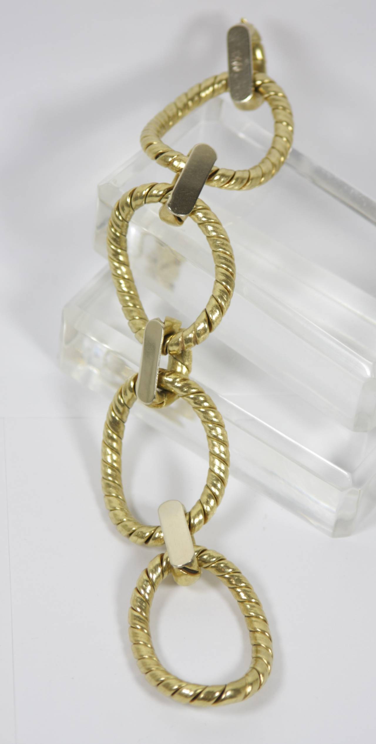Textured Gold Large Cable Link Bracelet 3