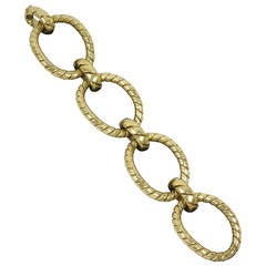 Textured Gold Large Cable Link Bracelet 8