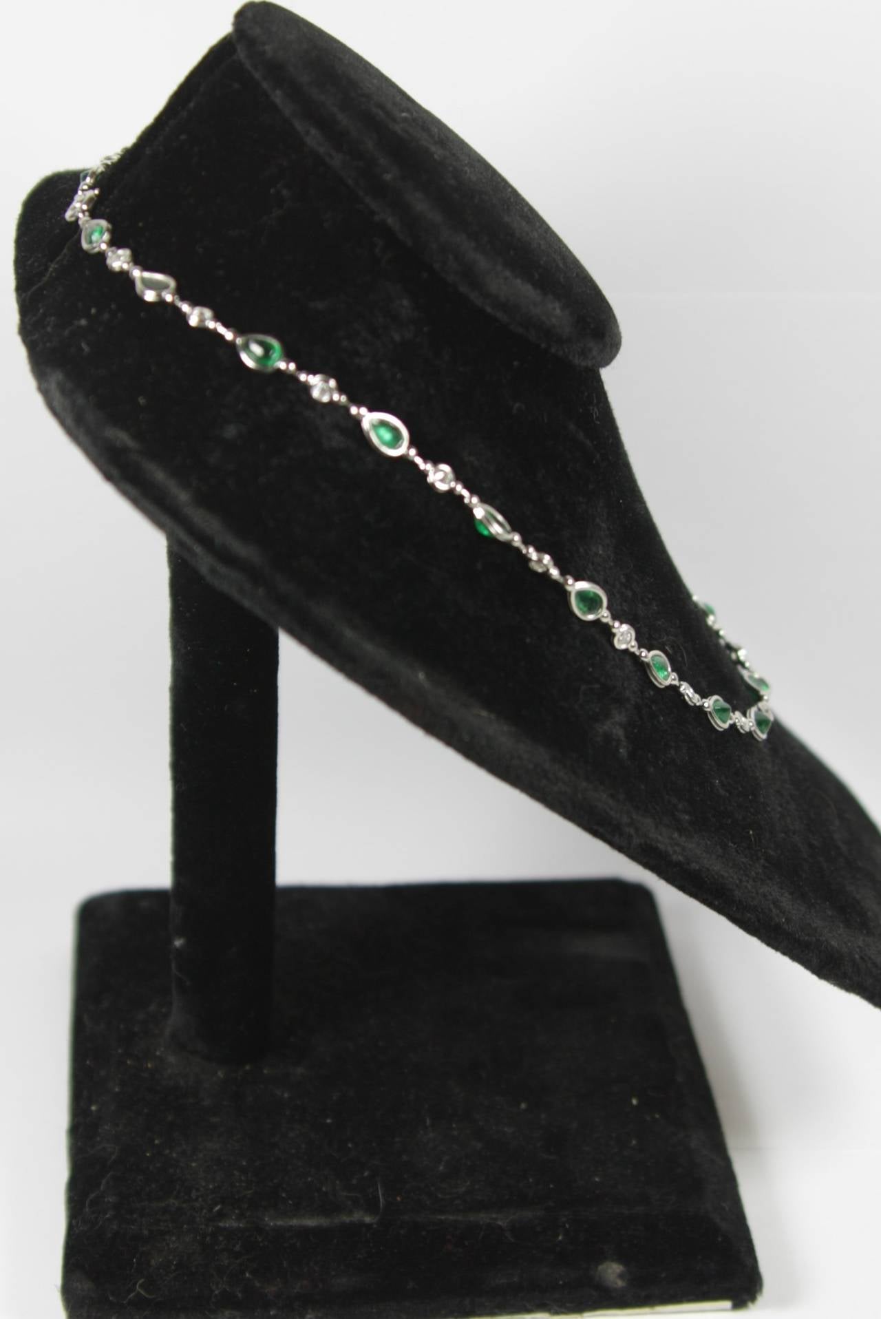 Emerald Diamond Platinum Necklace 5