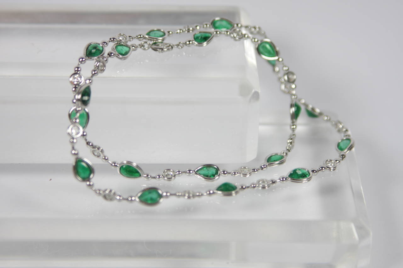 Emerald Diamond Platinum Necklace 3