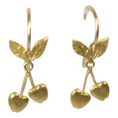 Cathy Waterman Gold Cherry Earrings