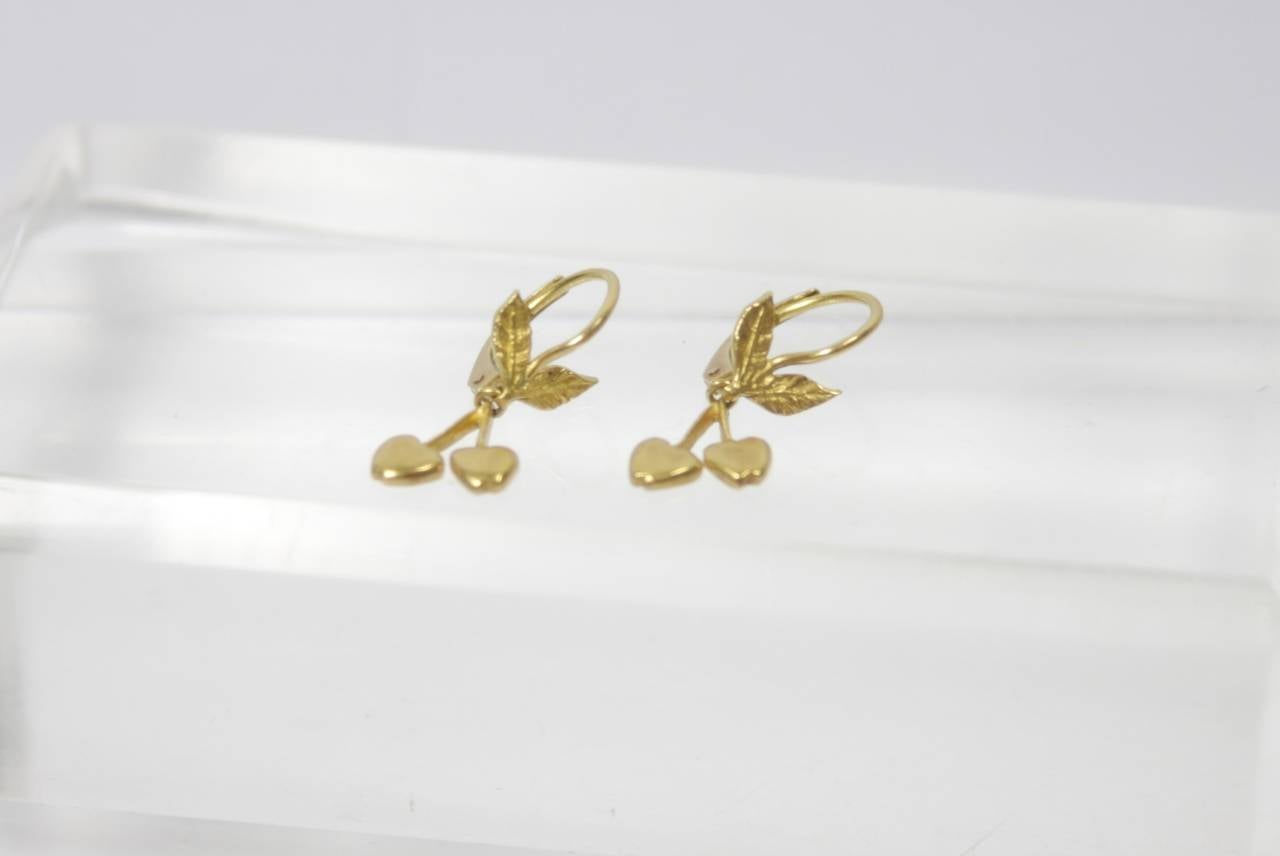 Cathy Waterman Gold Cherry Earrings In Excellent Condition In Los Angeles, CA