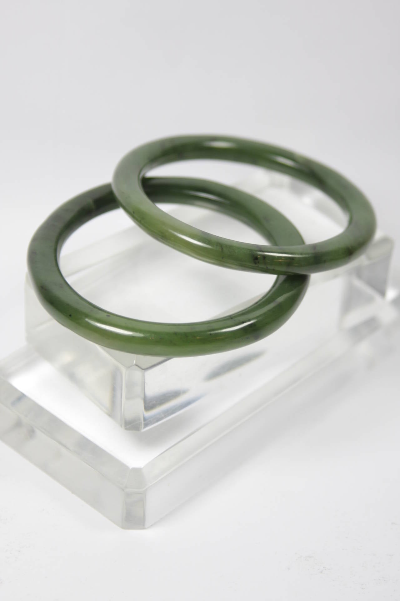 Pair of  Deep  Green Jade Bracelets