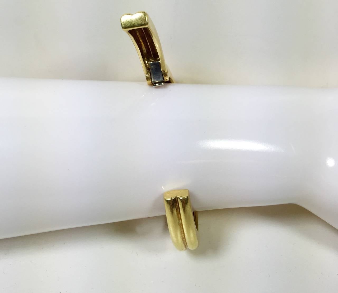 18Kt Yellow Gold Platinum Hinged Cuff Bracelet with Diamonds 4