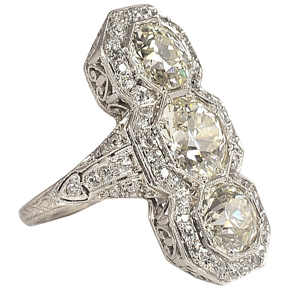 1900s Edwardian European Cut Diamonds Ring 