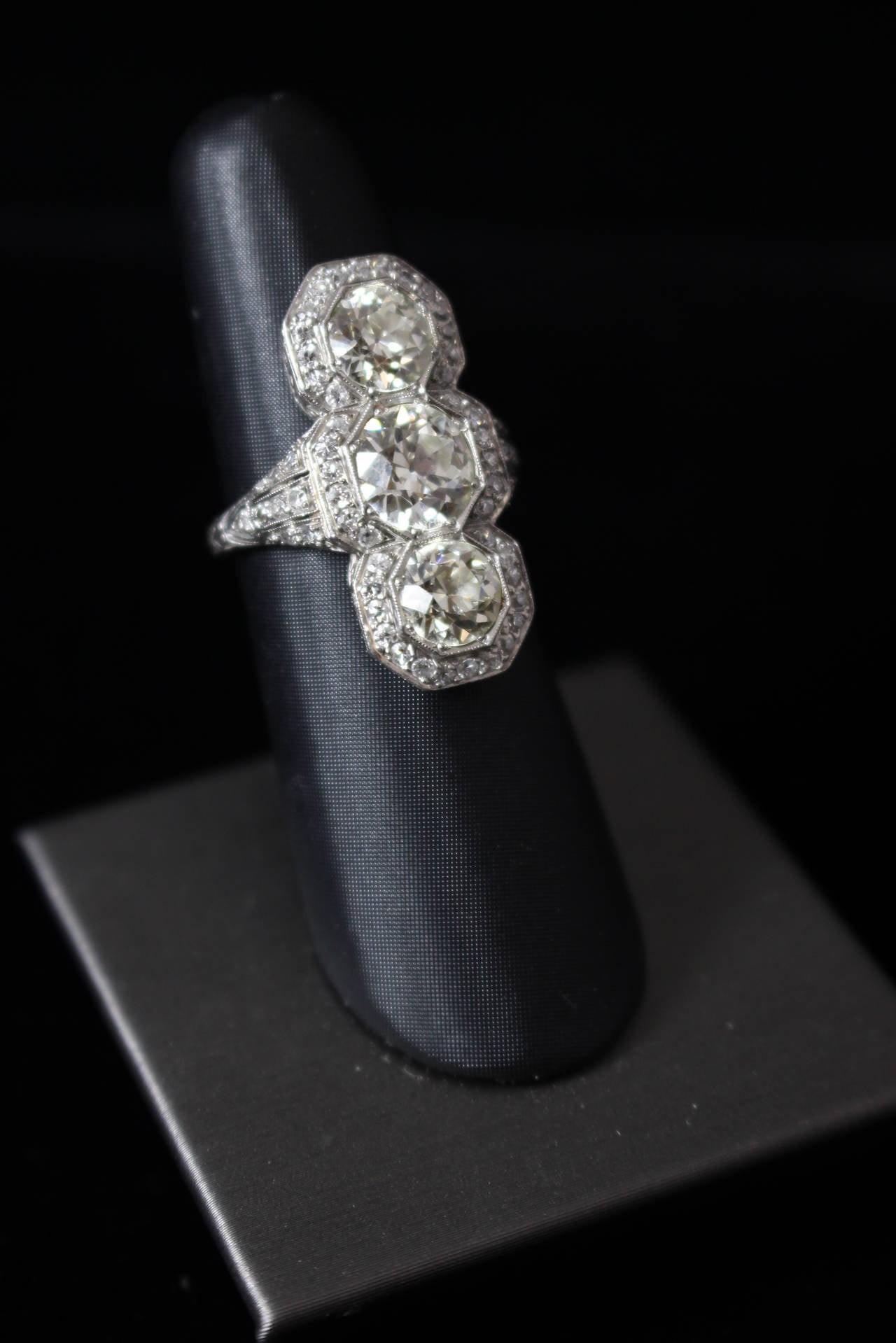 Women's 1900s Edwardian European Cut Diamonds Ring  For Sale