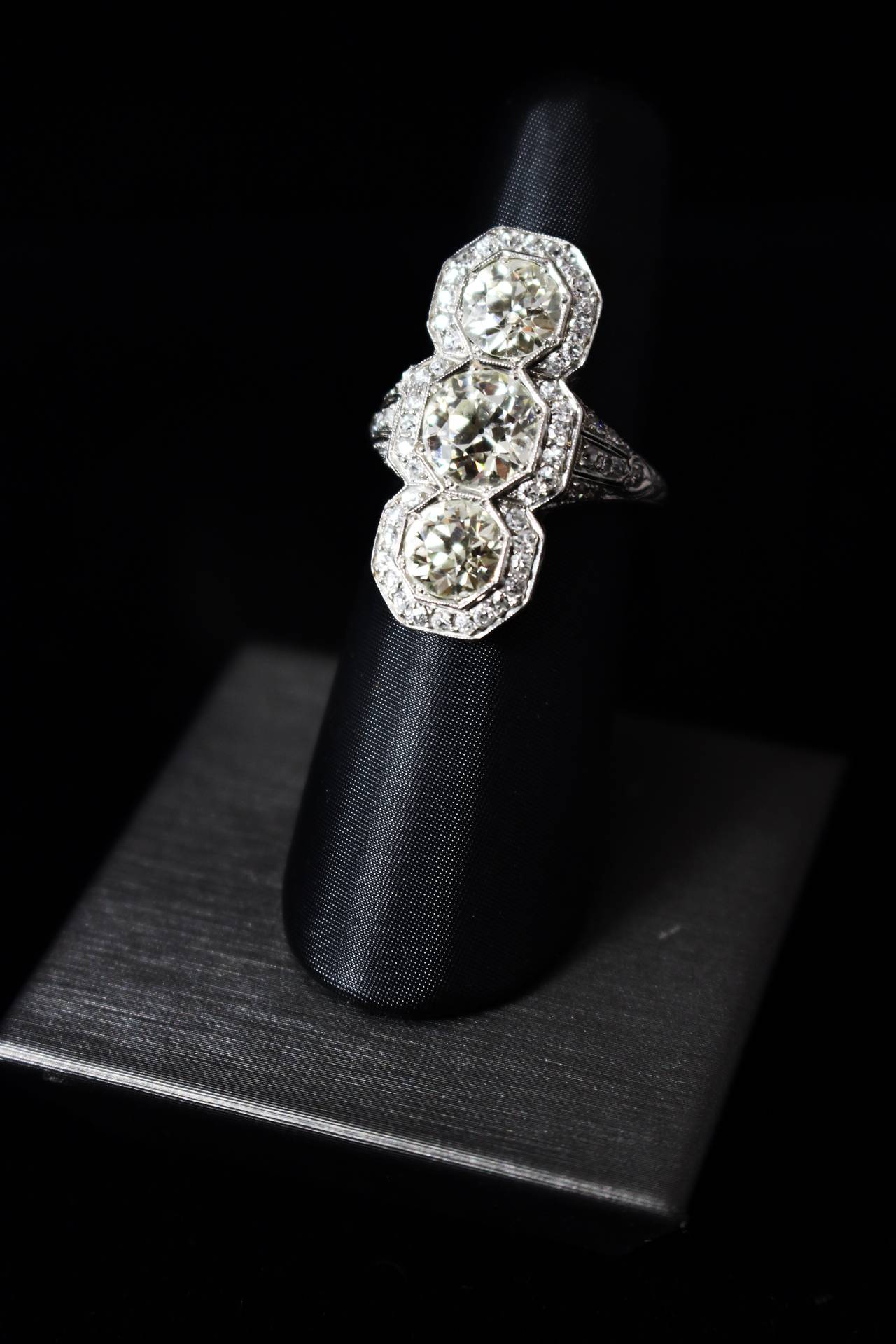 1900s Edwardian European Cut Diamonds Ring  For Sale 2