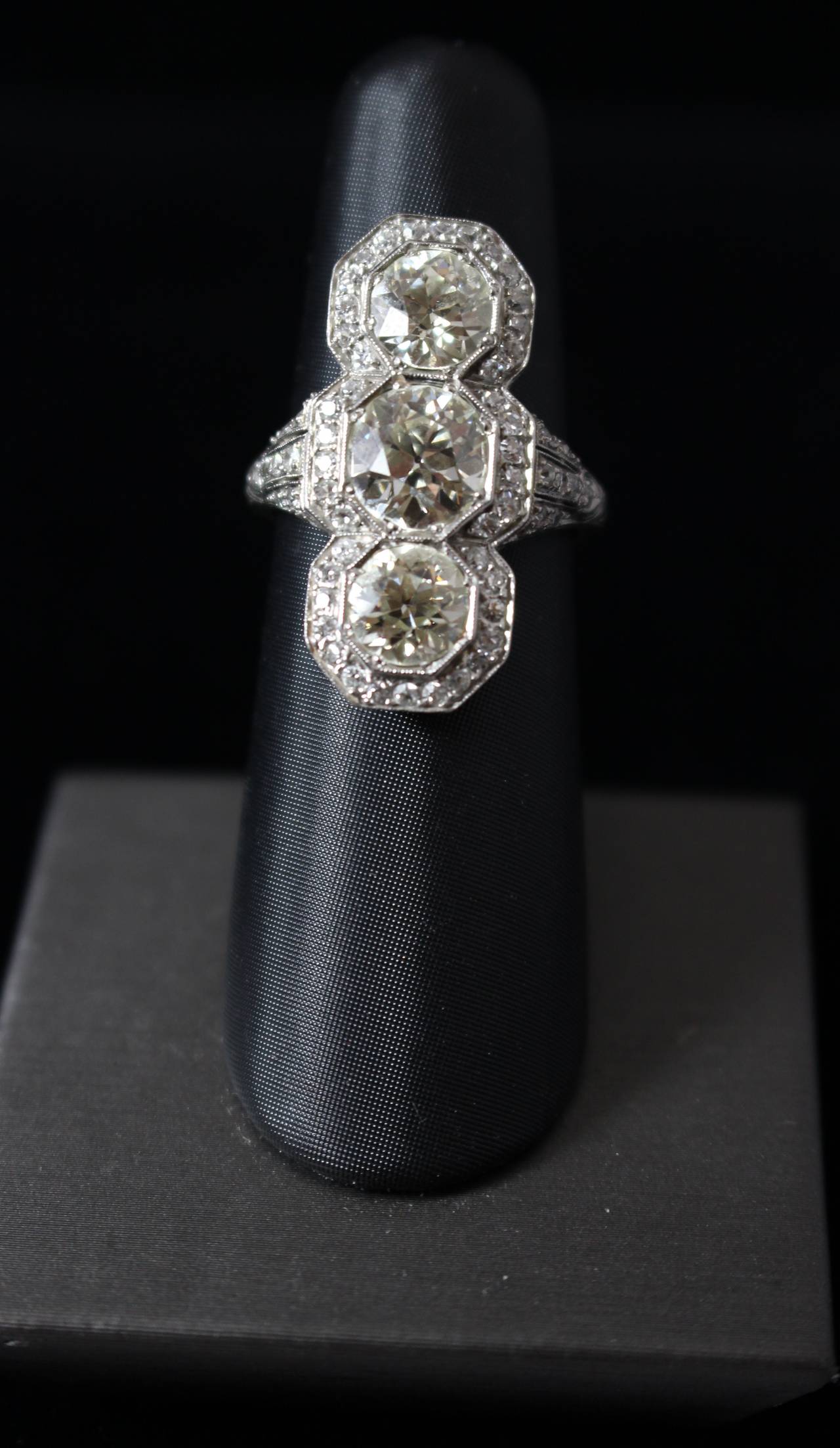Old European Cut 1900s Edwardian European Cut Diamonds Ring  For Sale