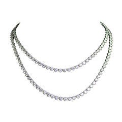 Opera Length Diamond White Gold Necklace Set with 170 Diamonds 33.5 Carats