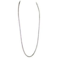Opera Length White Gold Necklace with 25 Carats 196 Round Brilliant Diamonds