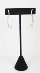 Pearl 10.2mm Pave Diamond 14KT White Gold Drop Earrings