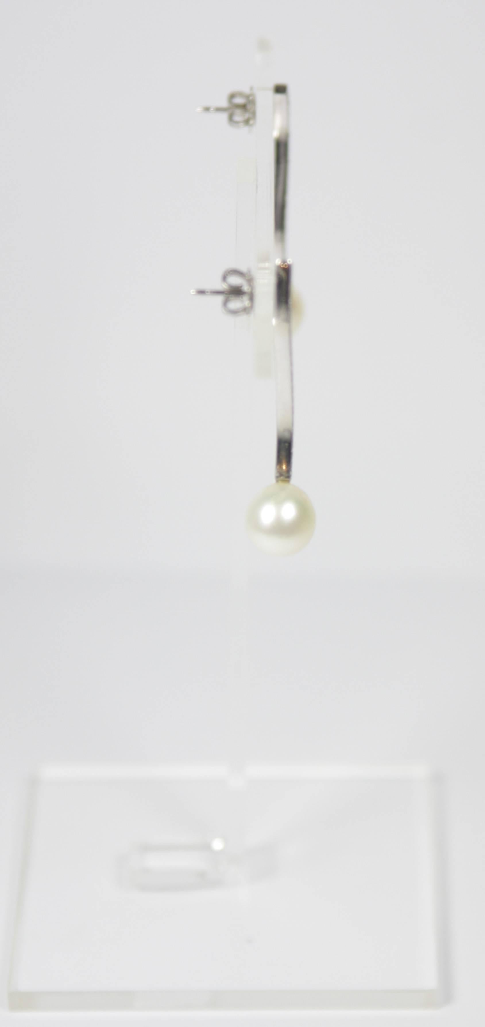 Women's 10.2mm Pearl Pave Diamond 14KT White Gold Drop Earrings