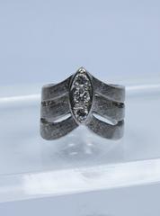 Diamond Gold Textured Chevron Ring