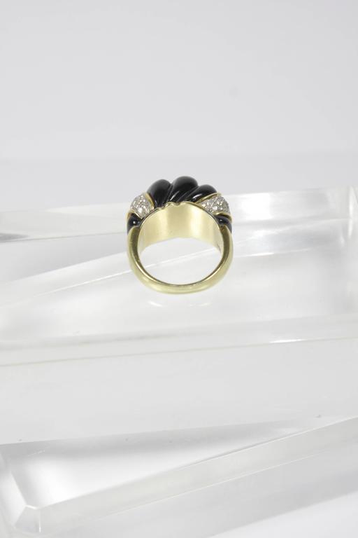 14 K Yellow Gold Ring with Onyx and Diamonds For Sale at 1stDibs