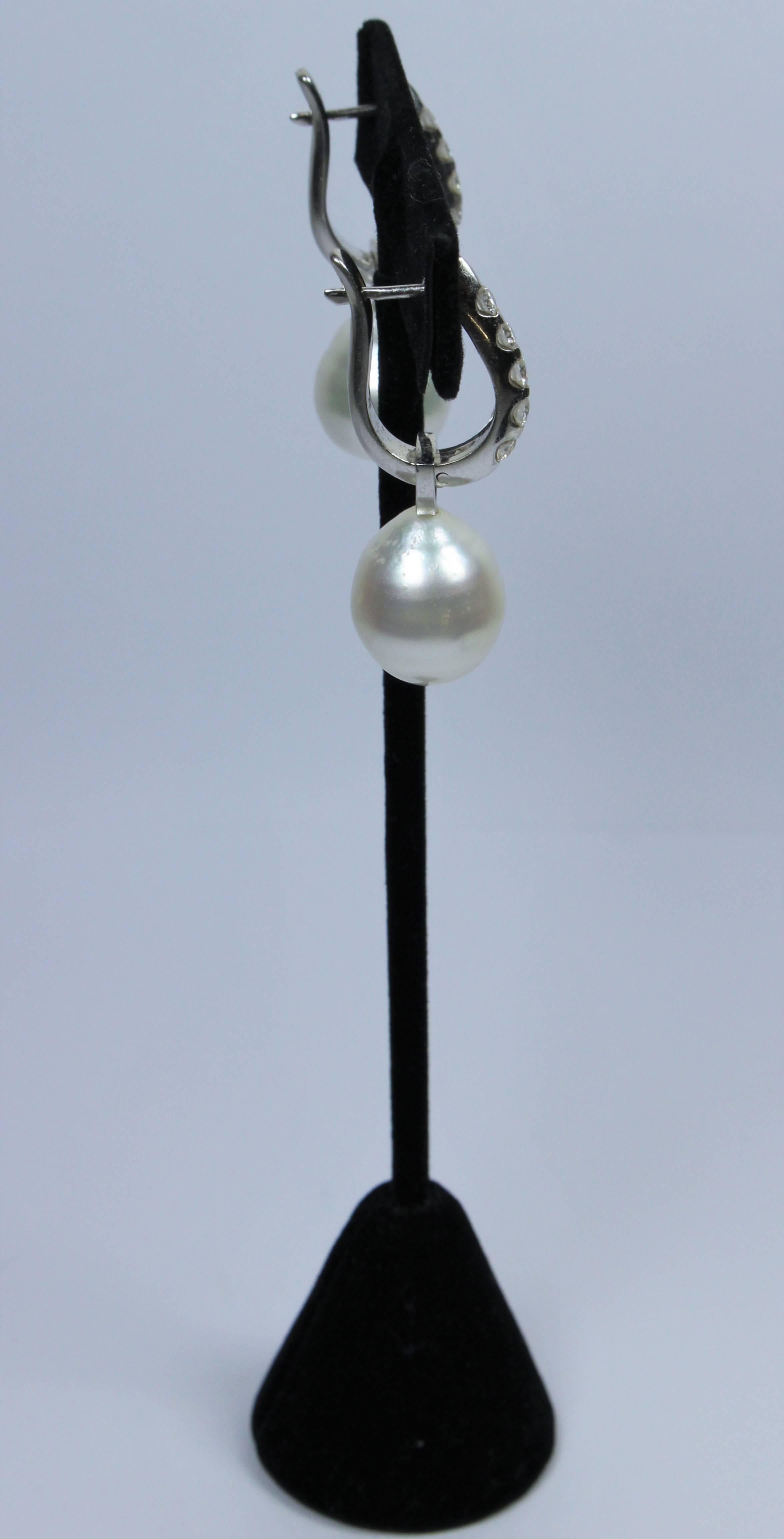 Women's  Detachable Pearl Diamond Gold Drop Earrings 