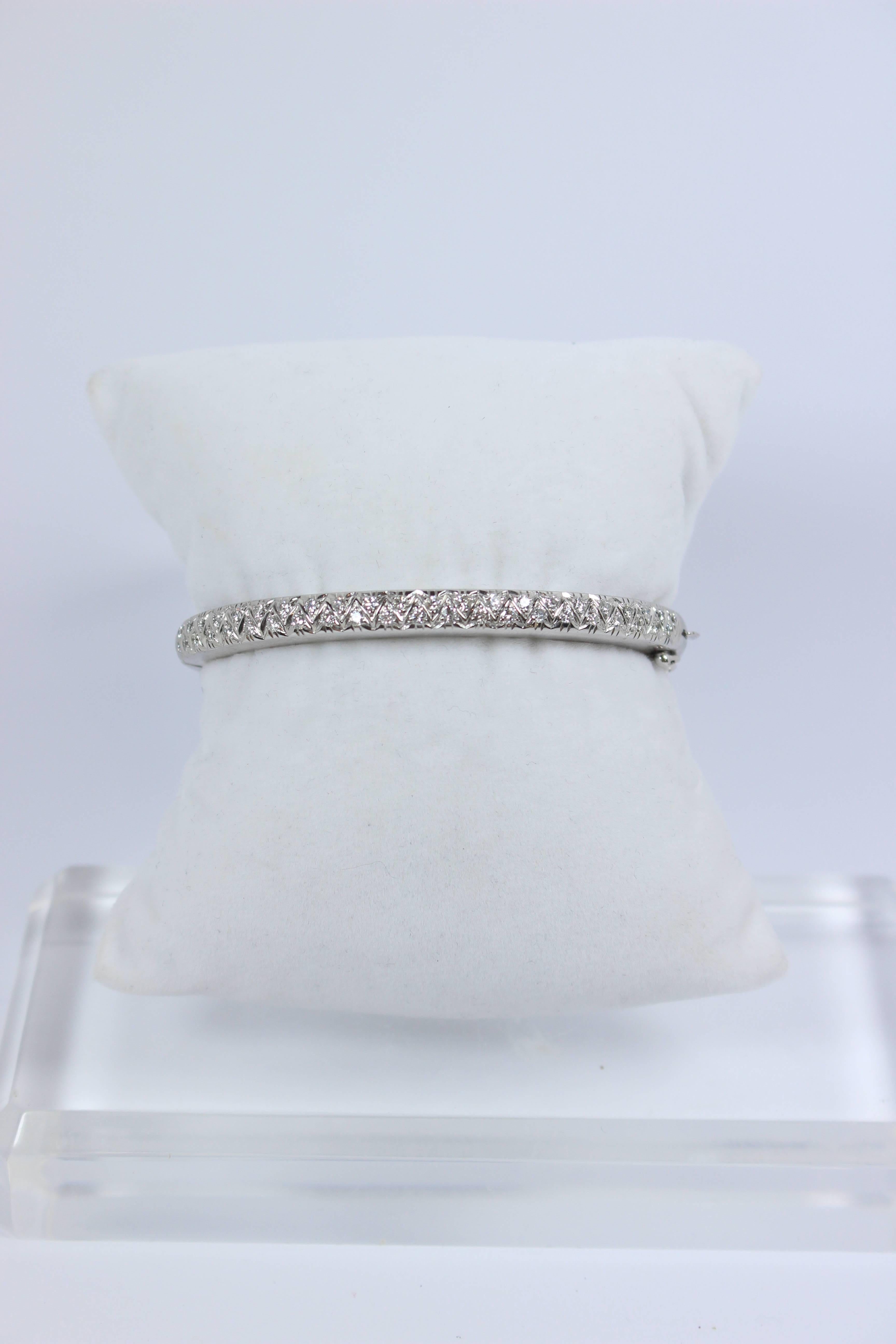 Pave Diamond Gold Bangle Bracelet  For Sale 1
