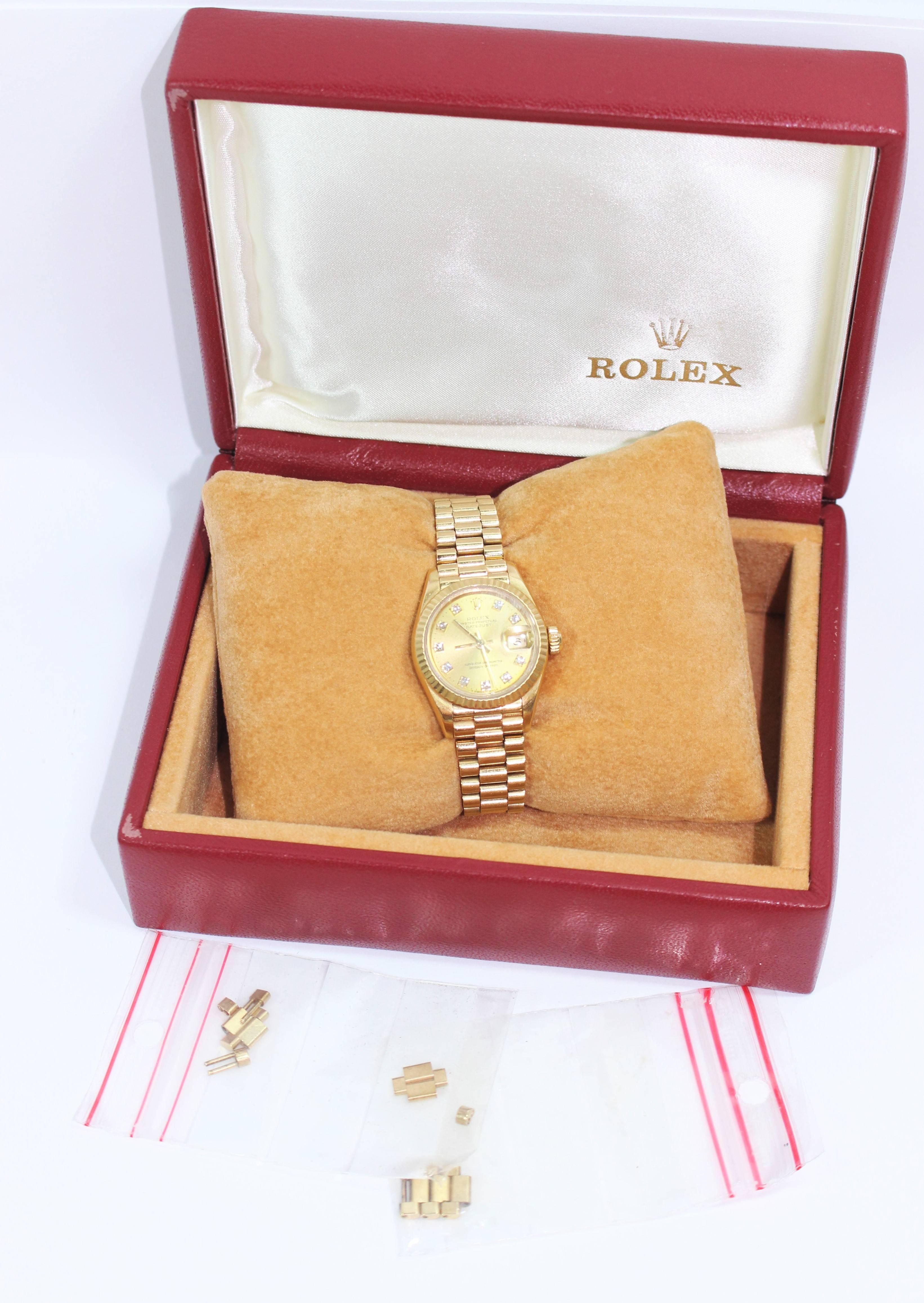 Rolex Ladies Yellow Gold Diamond President Automatic Wristwatch Model 69178 1