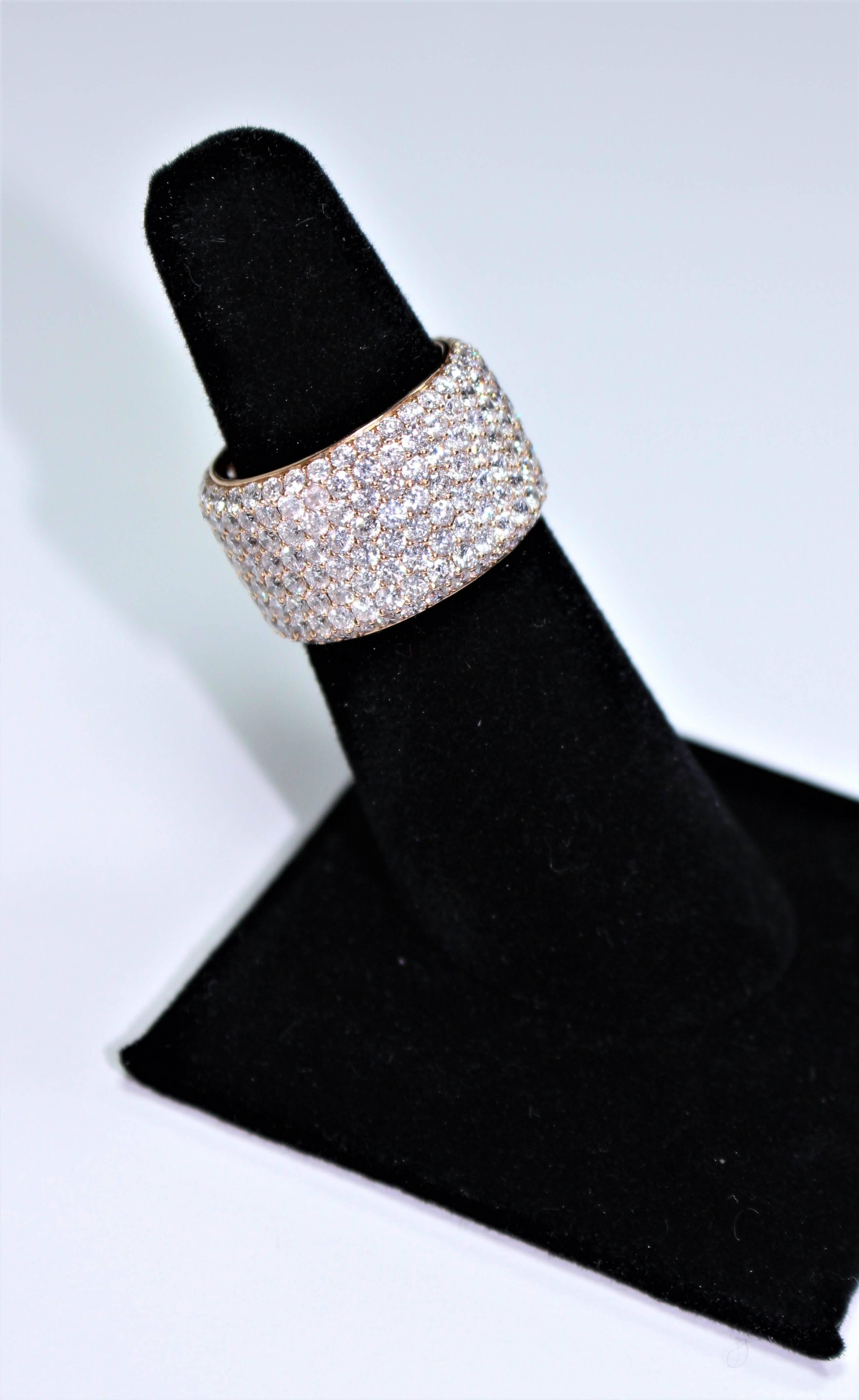 Women's Gorgeous 7.59 Carat Diamond Pave Rose Gold Eternity Ring For Sale