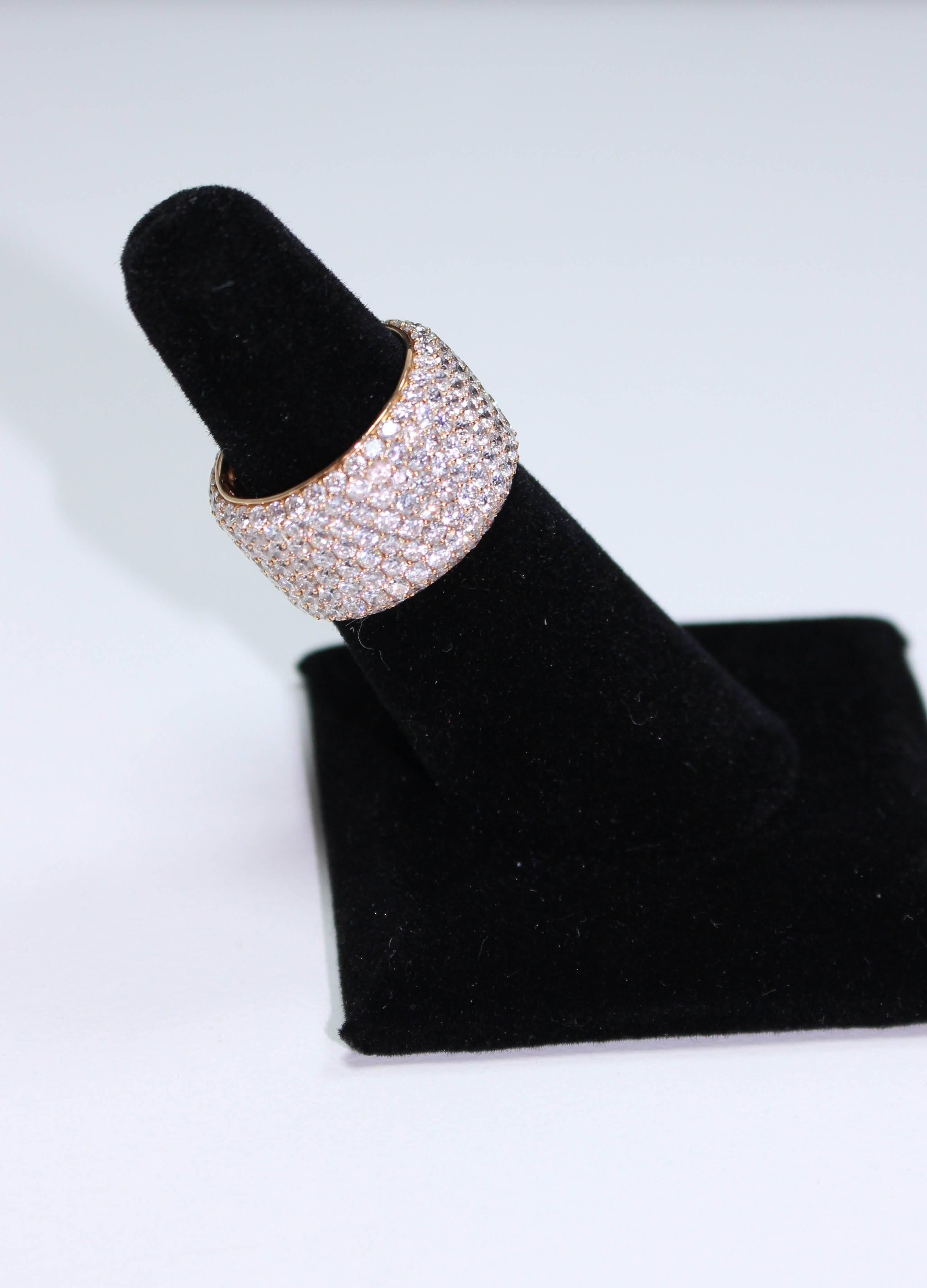 Gorgeous 7.59 Carat Diamond Pave Rose Gold Eternity Ring For Sale 1