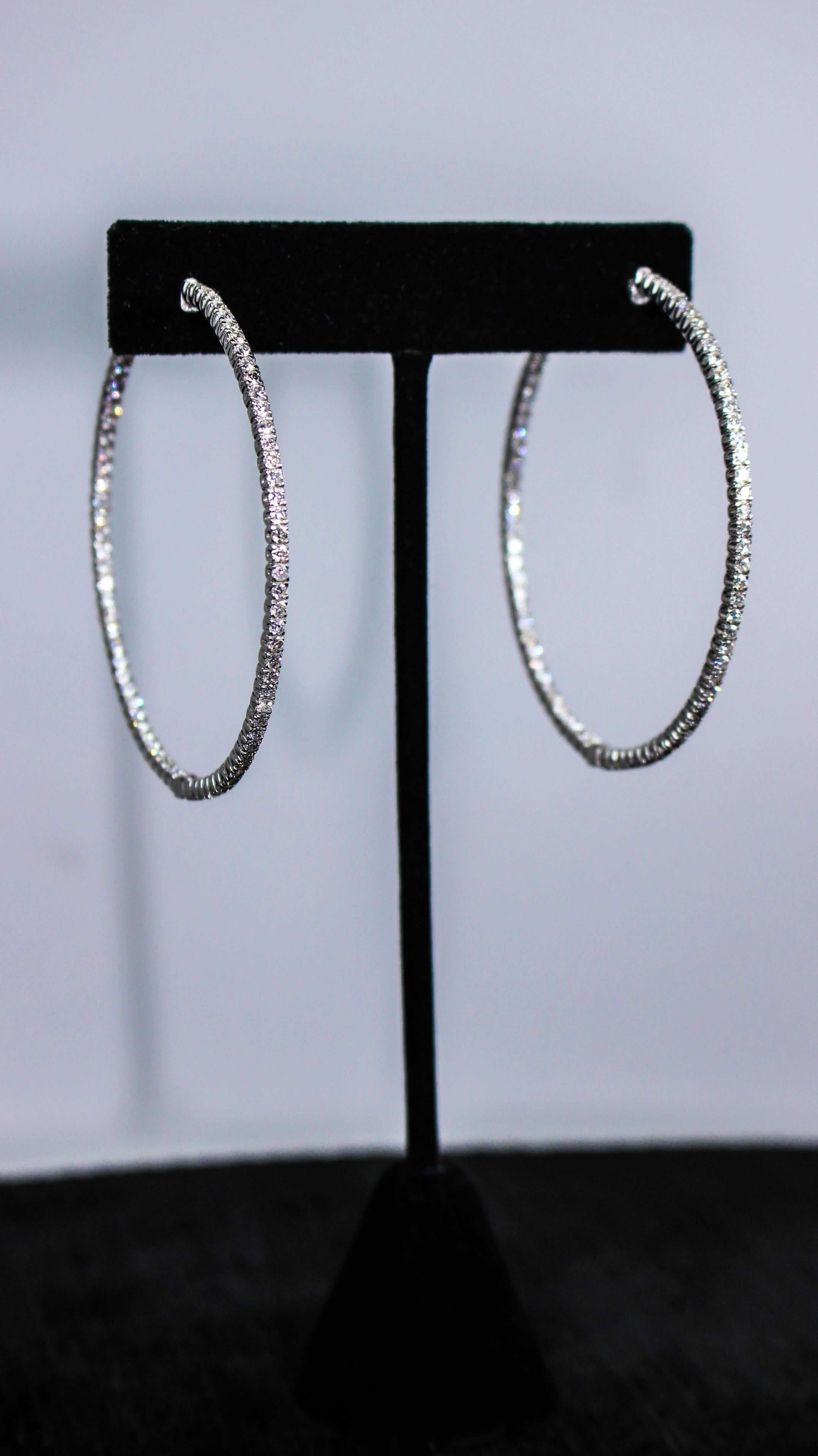 3.11 Carat Diamond Gold Hoop Earrings 1