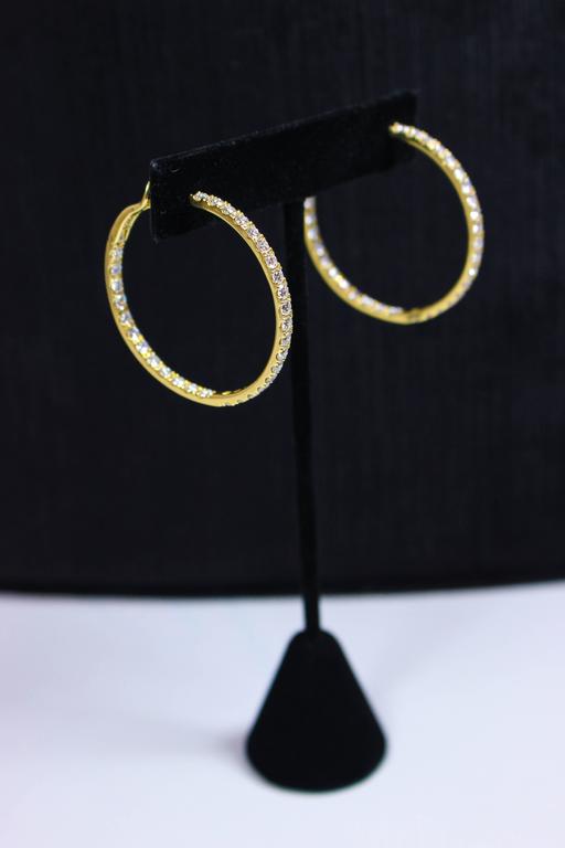 Diamond Gold Hoop Earrings For Sale at 1stDibs