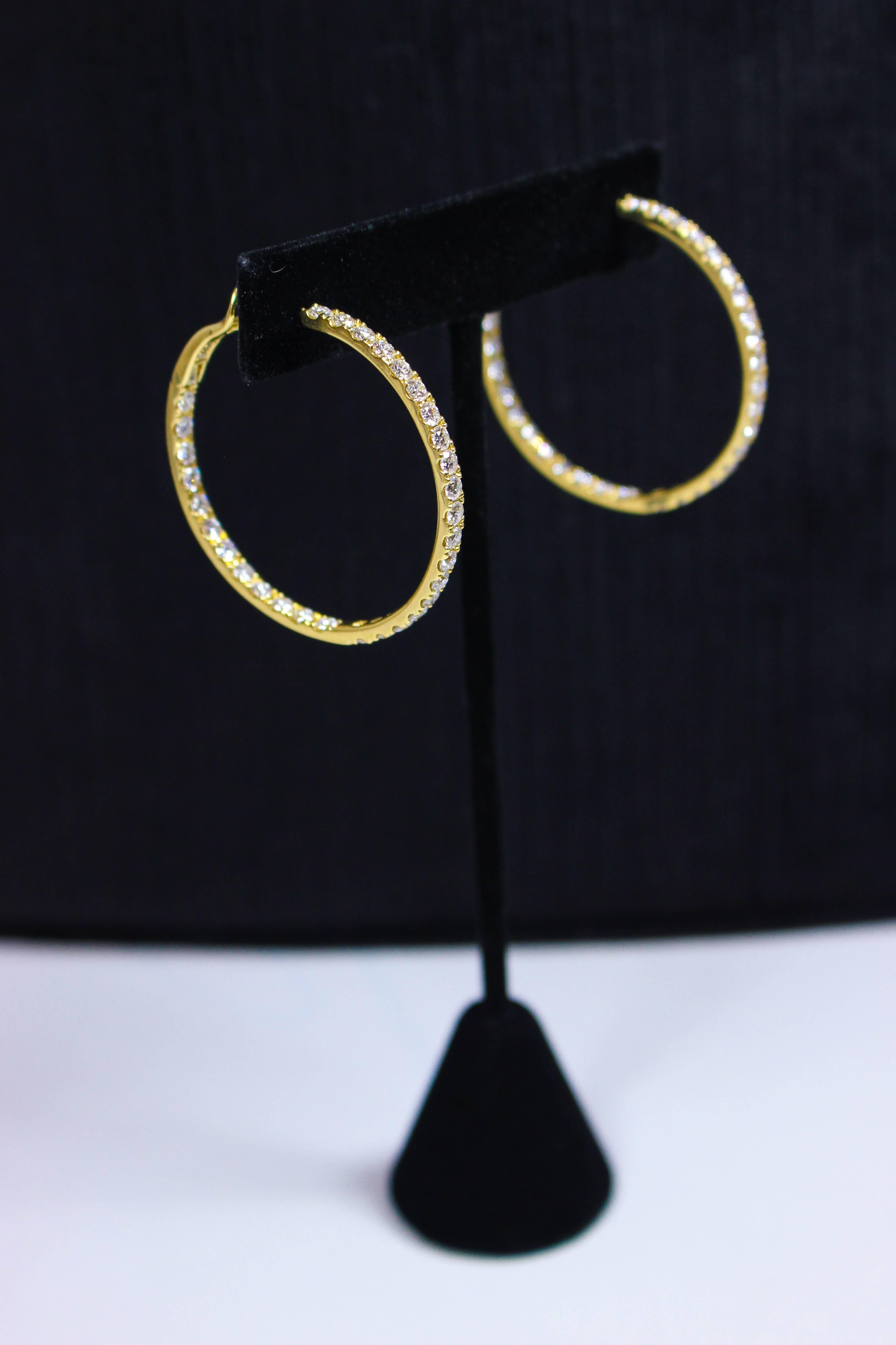 Diamond Gold Hoop Earrings For Sale 1