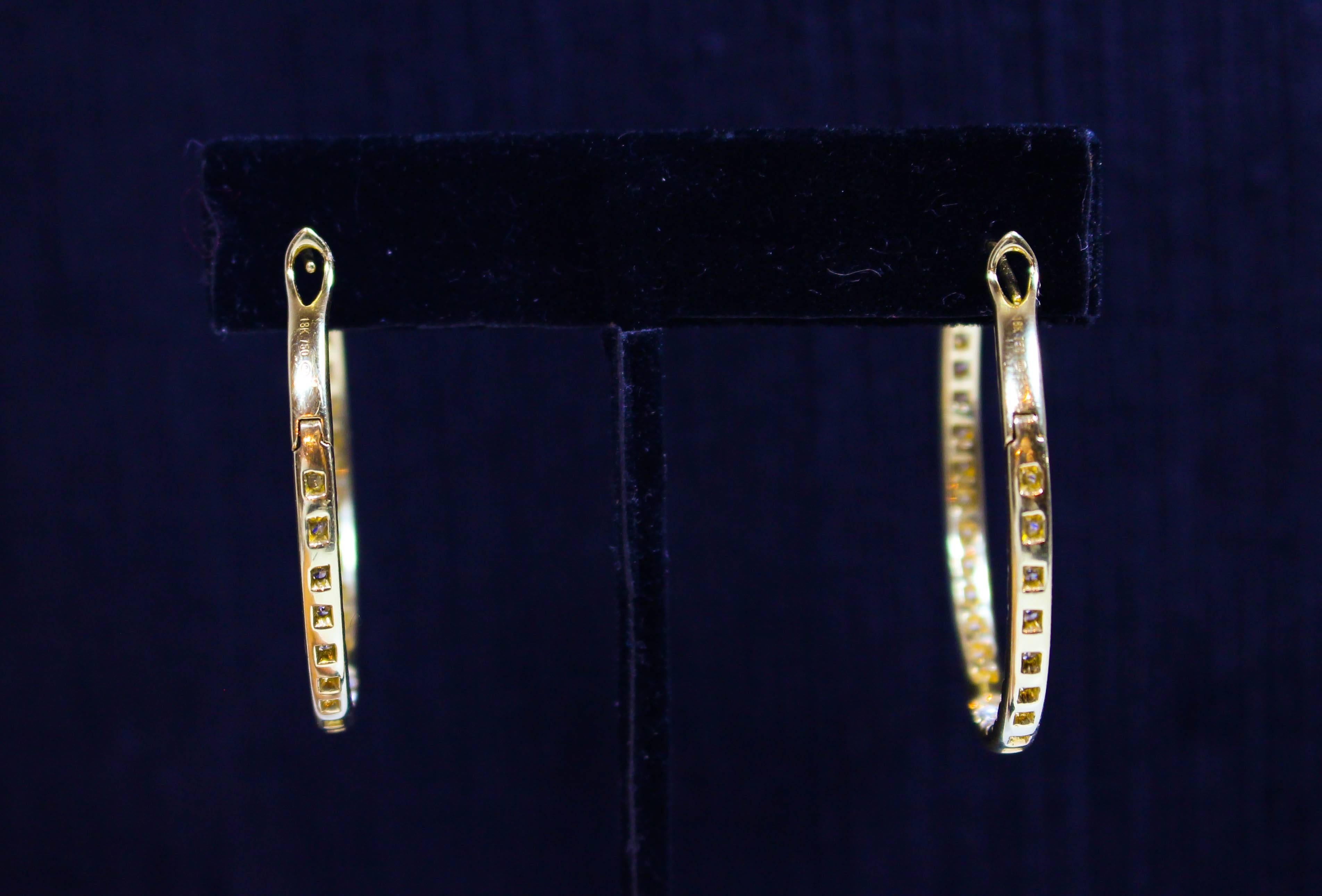 Diamond Gold Hoop Earrings For Sale 3