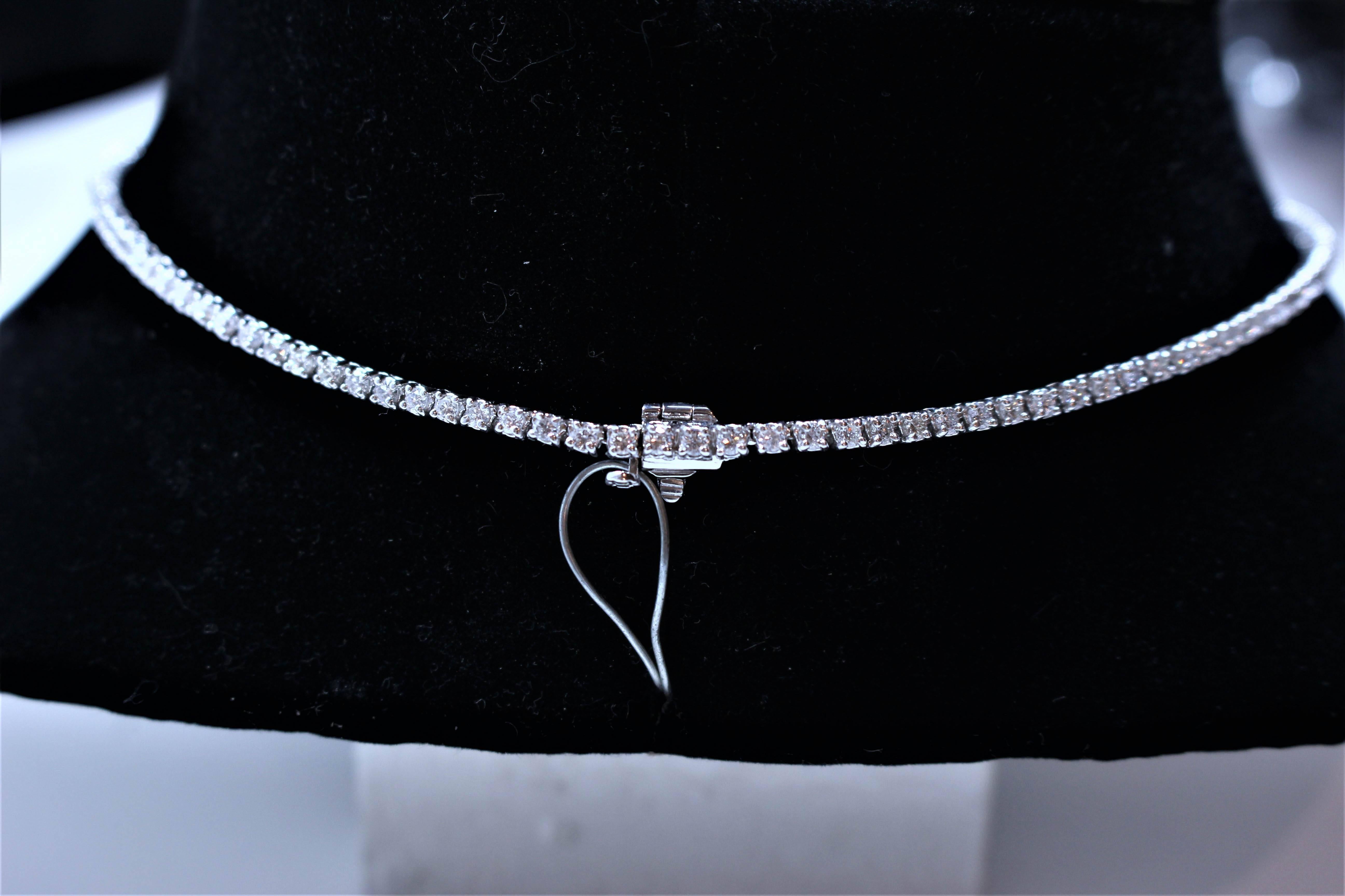 Diamant Gold Riviere Halskette im Angebot 2