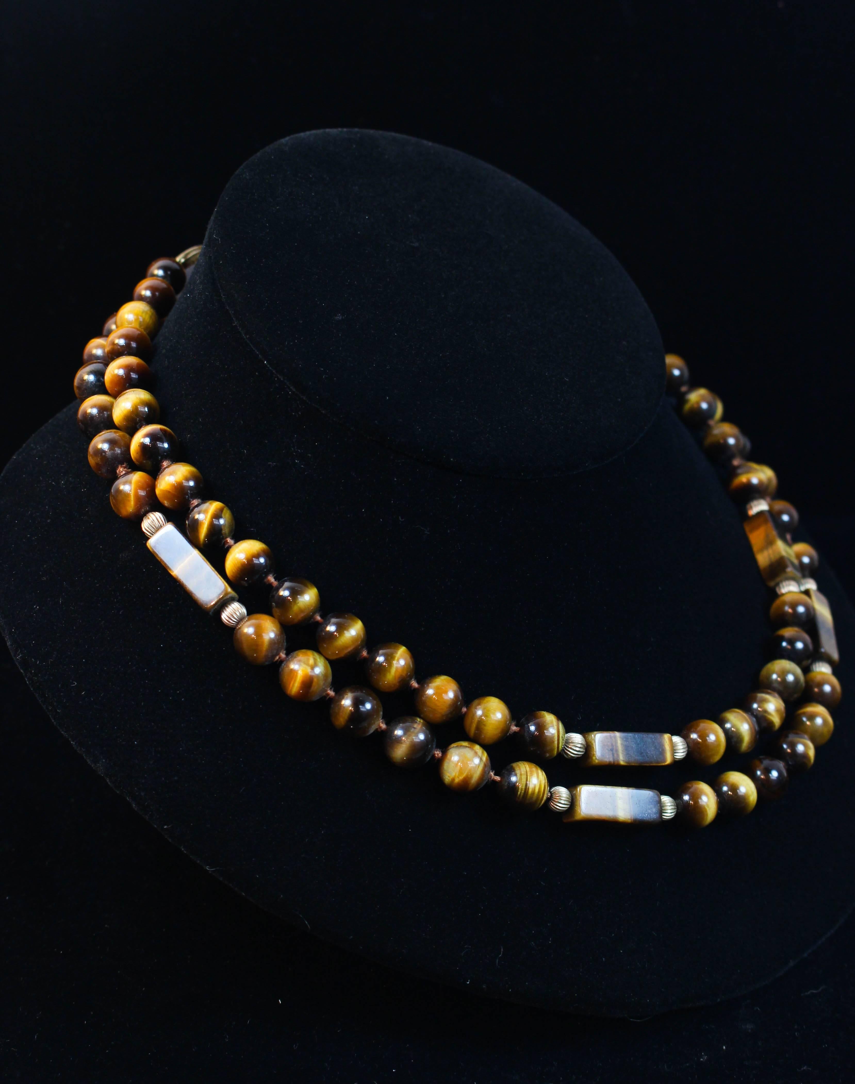 Tiger's Eye Gold Bead Necklace 2