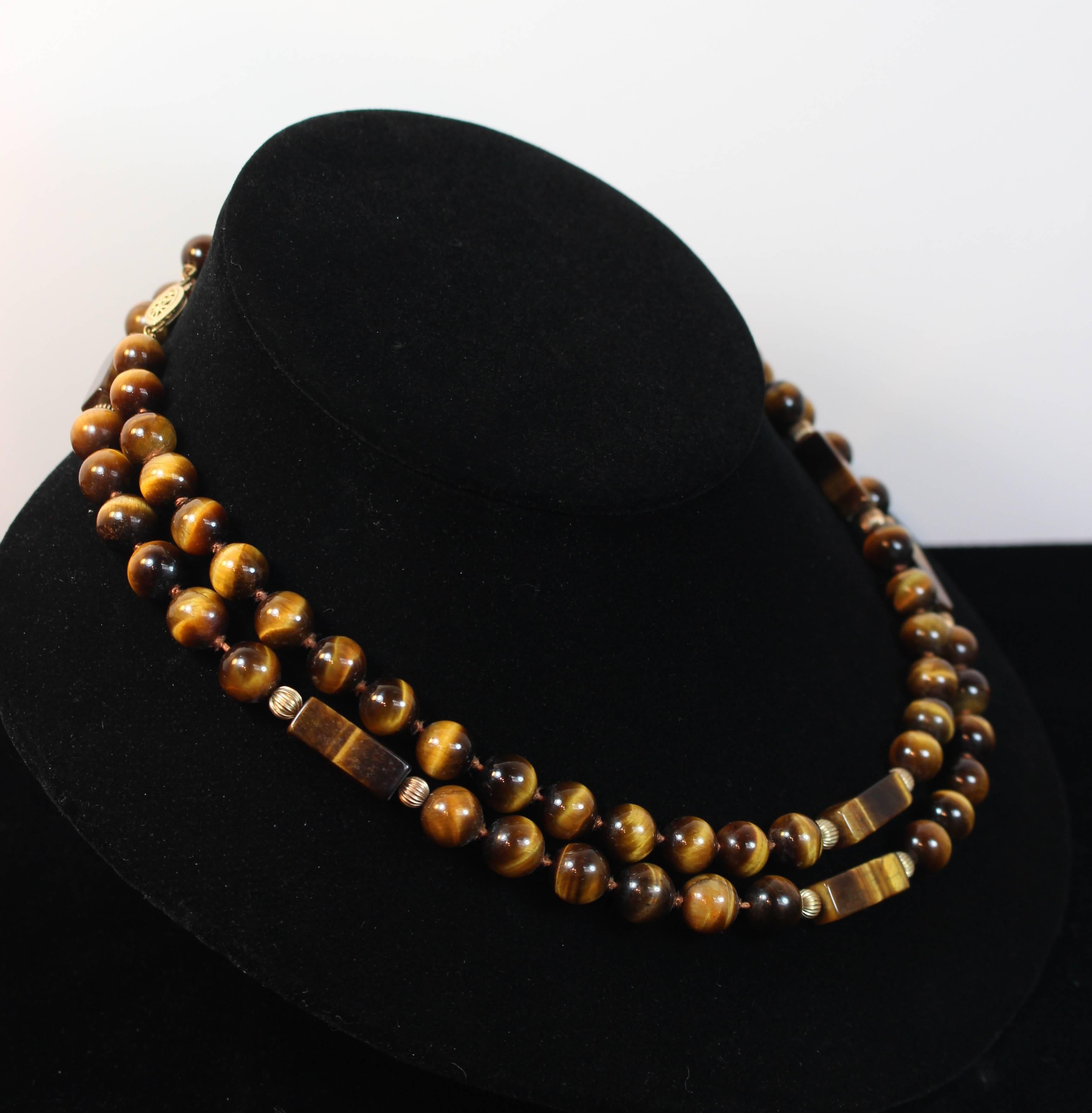 Tiger's Eye Gold Bead Necklace 1