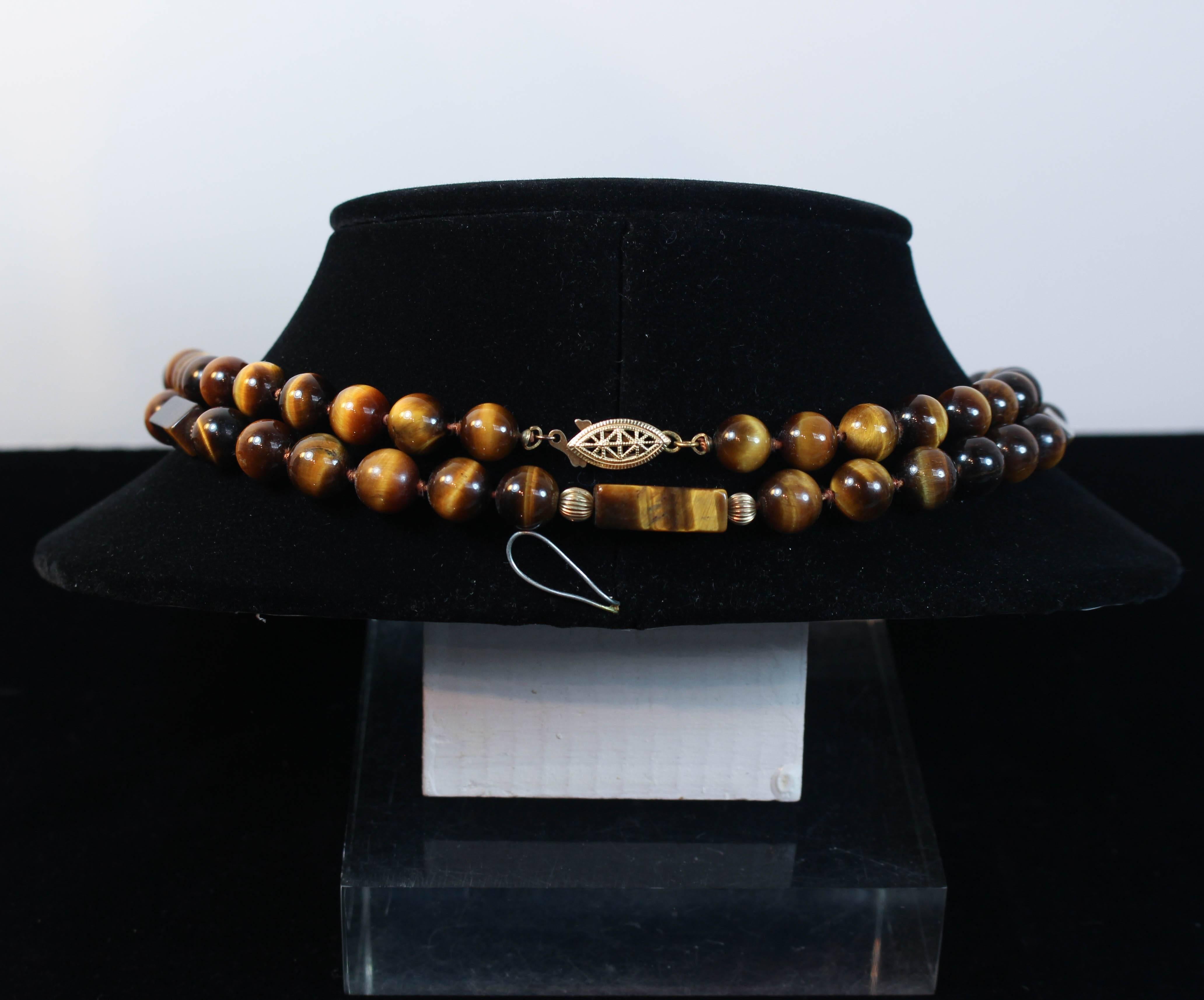 Tiger's Eye Gold Bead Necklace 5