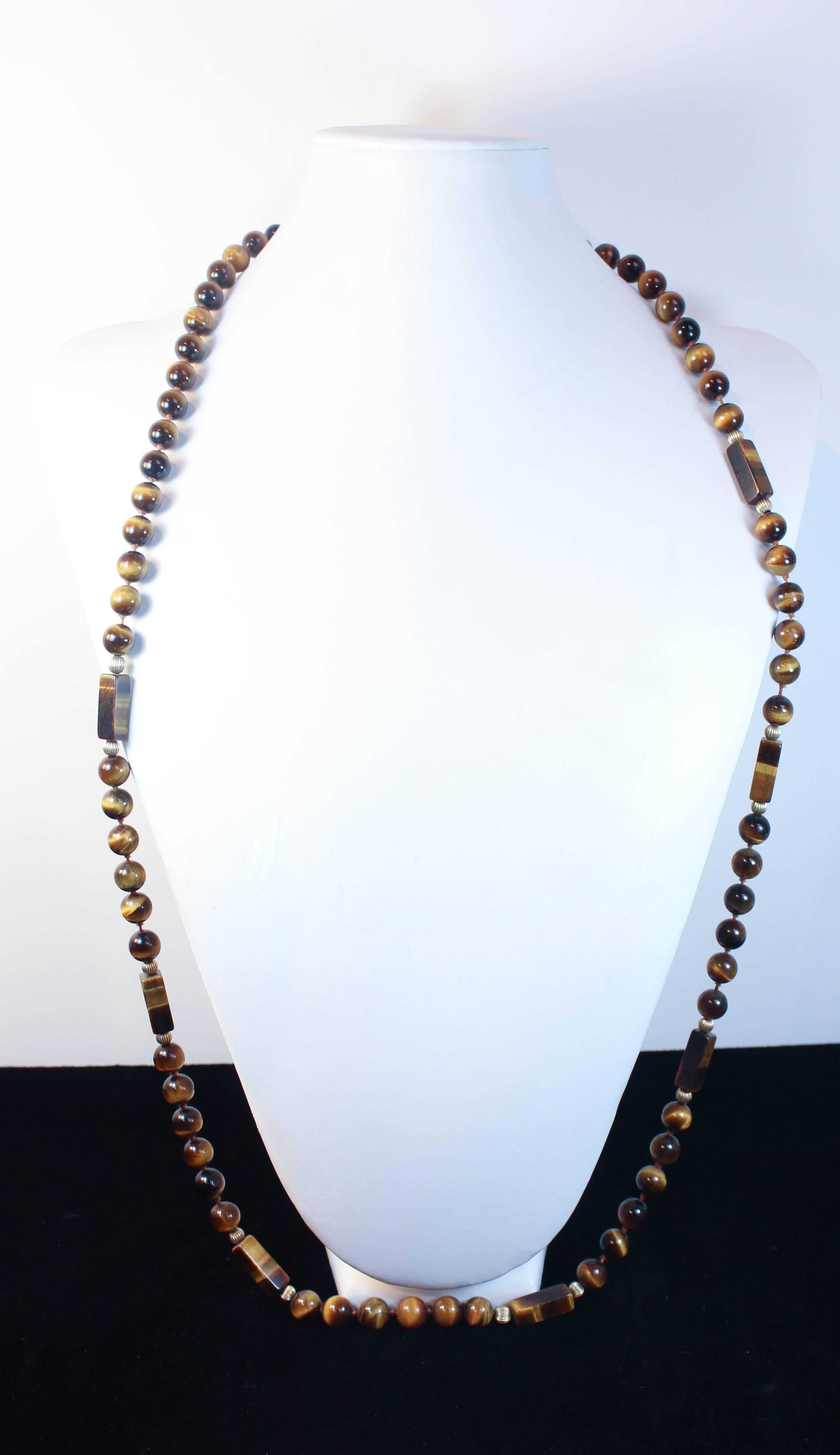 Tiger's Eye Gold Bead Necklace 3
